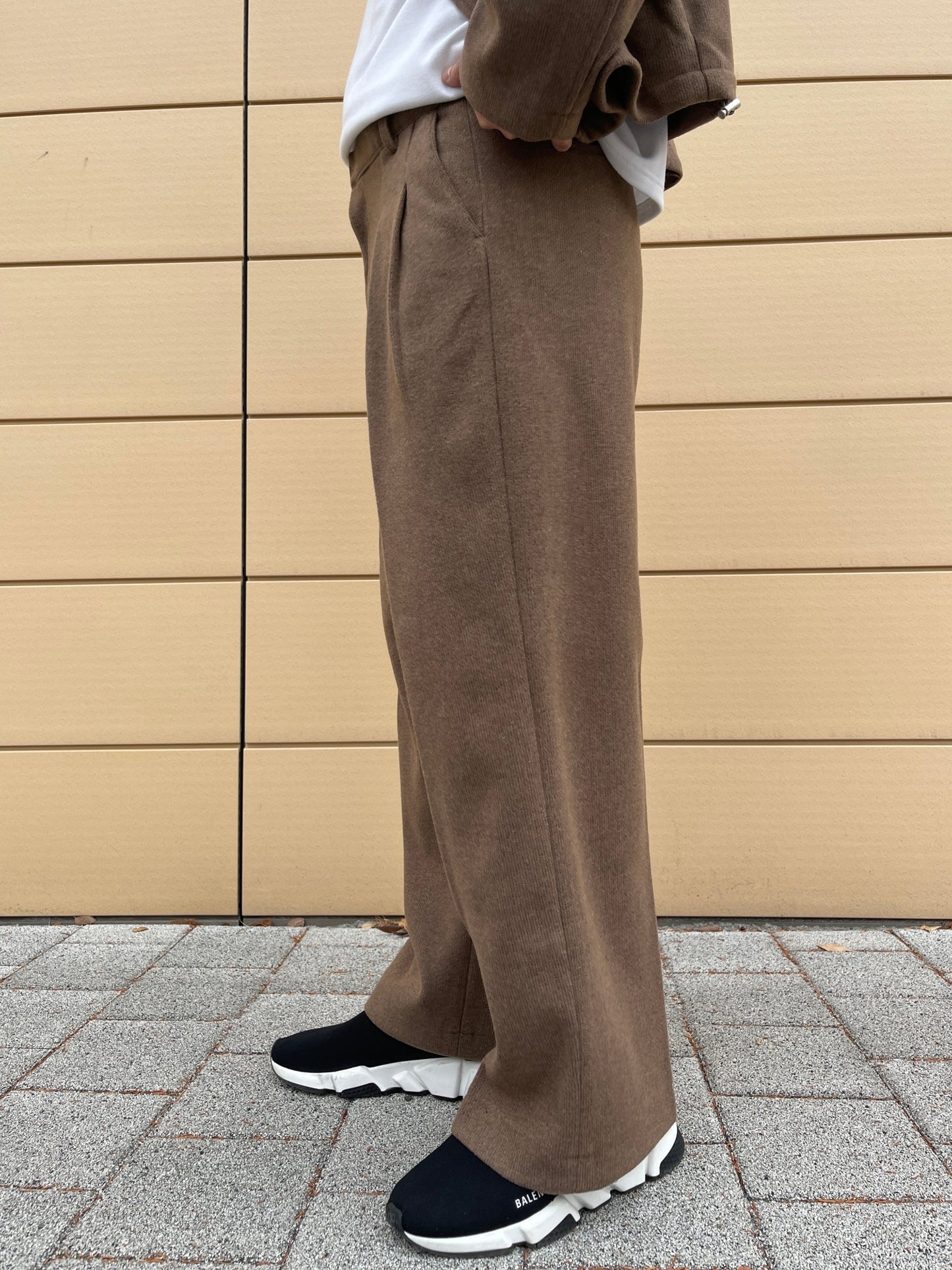 Sakariba Pintuck Wide Slacks Brown