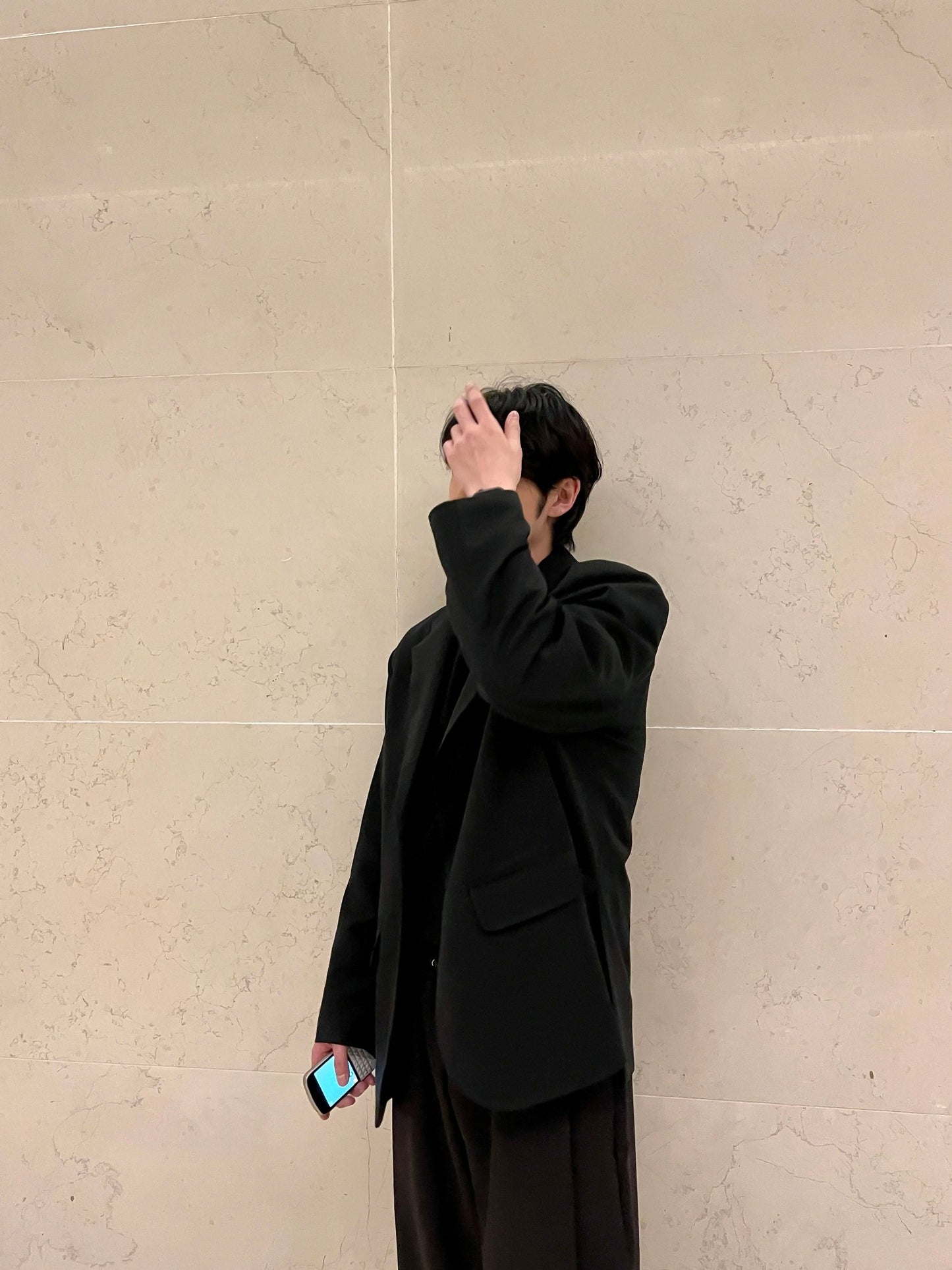 남자 싱글블레이저 오버핏 봄 미니멀룩 블랙 Daddy Single Blazer black