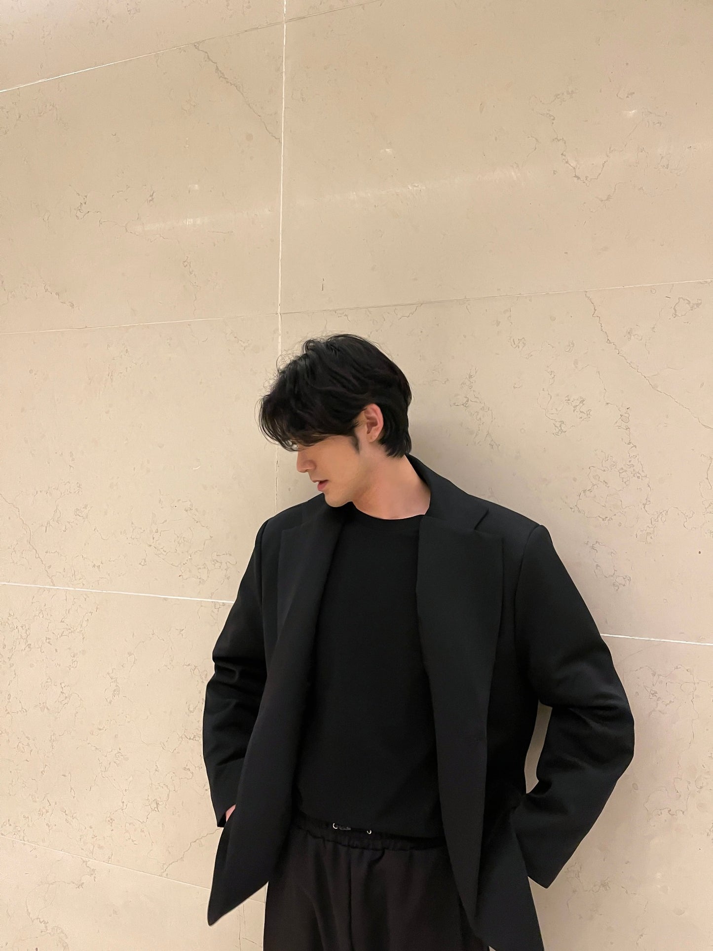 남자 싱글블레이저 오버핏 봄 미니멀룩 블랙 Daddy Single Blazer black
