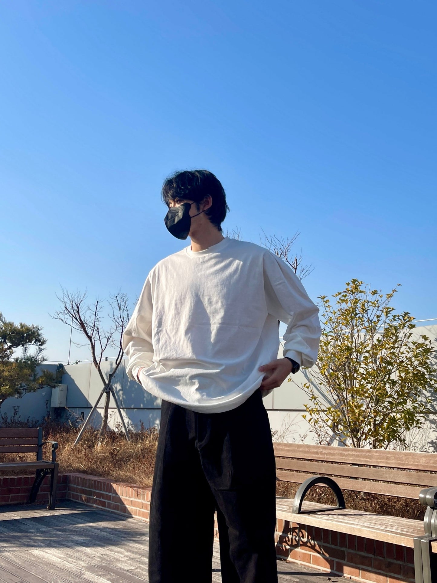 벌룬핏 티셔츠 오버핏 유니크 사계절 쭉티 화이트 Balloon Overfit Long Sleeve White