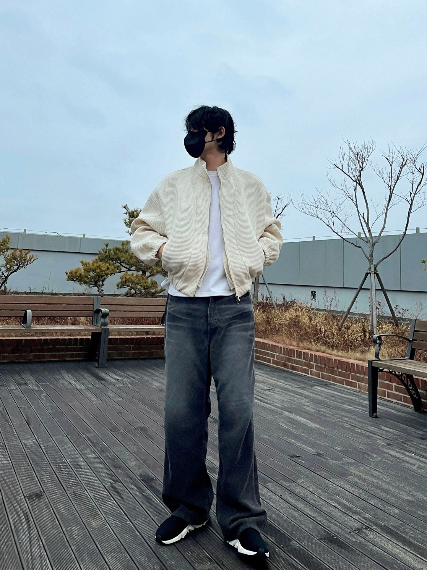 Embo Washing Wide Corduroy Pants Charcoal