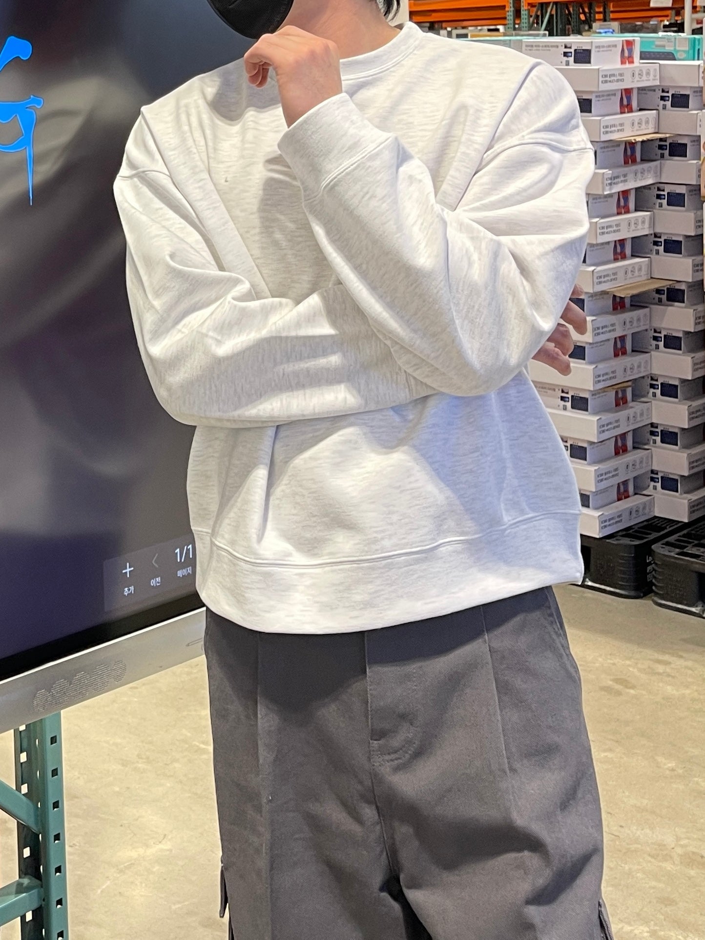 Overfit Pullover MTM White melange