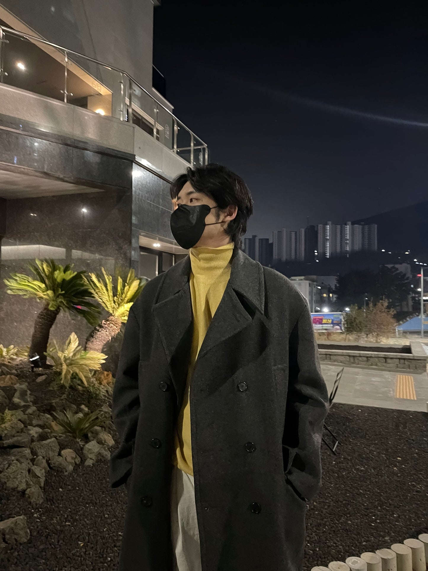 Cashmere Slit Turtleneck Sweater Yellow