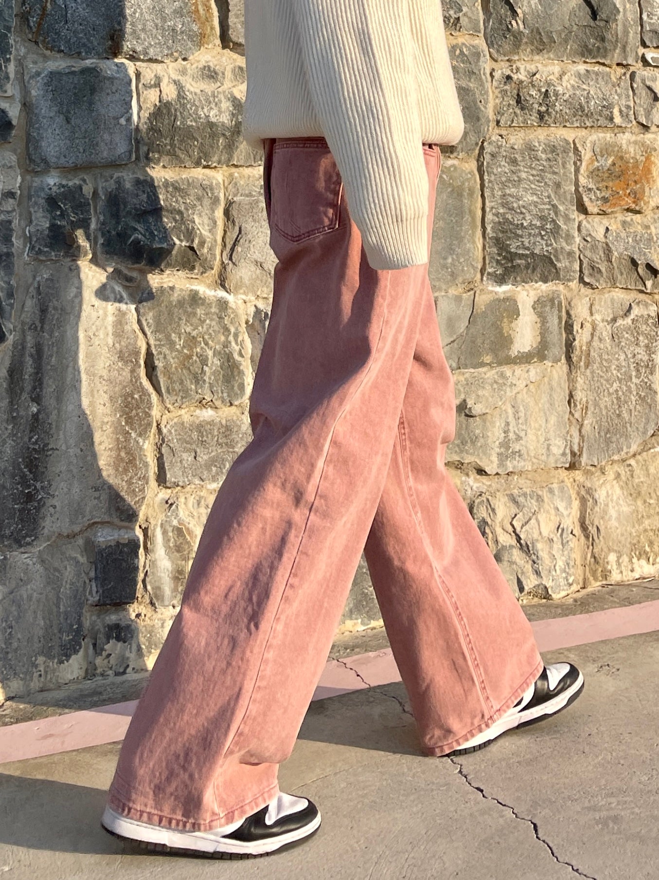 피그먼트 남자와이드바지 롱 와이드팬츠 오버핏 면바지 인디핑크 Pigment Cotton Wide Pants Indie Pink