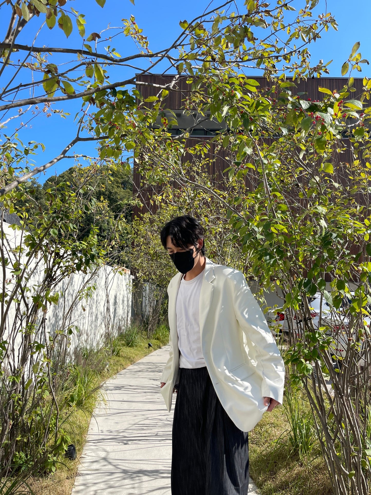 Bulky Leather Blazer White ivory