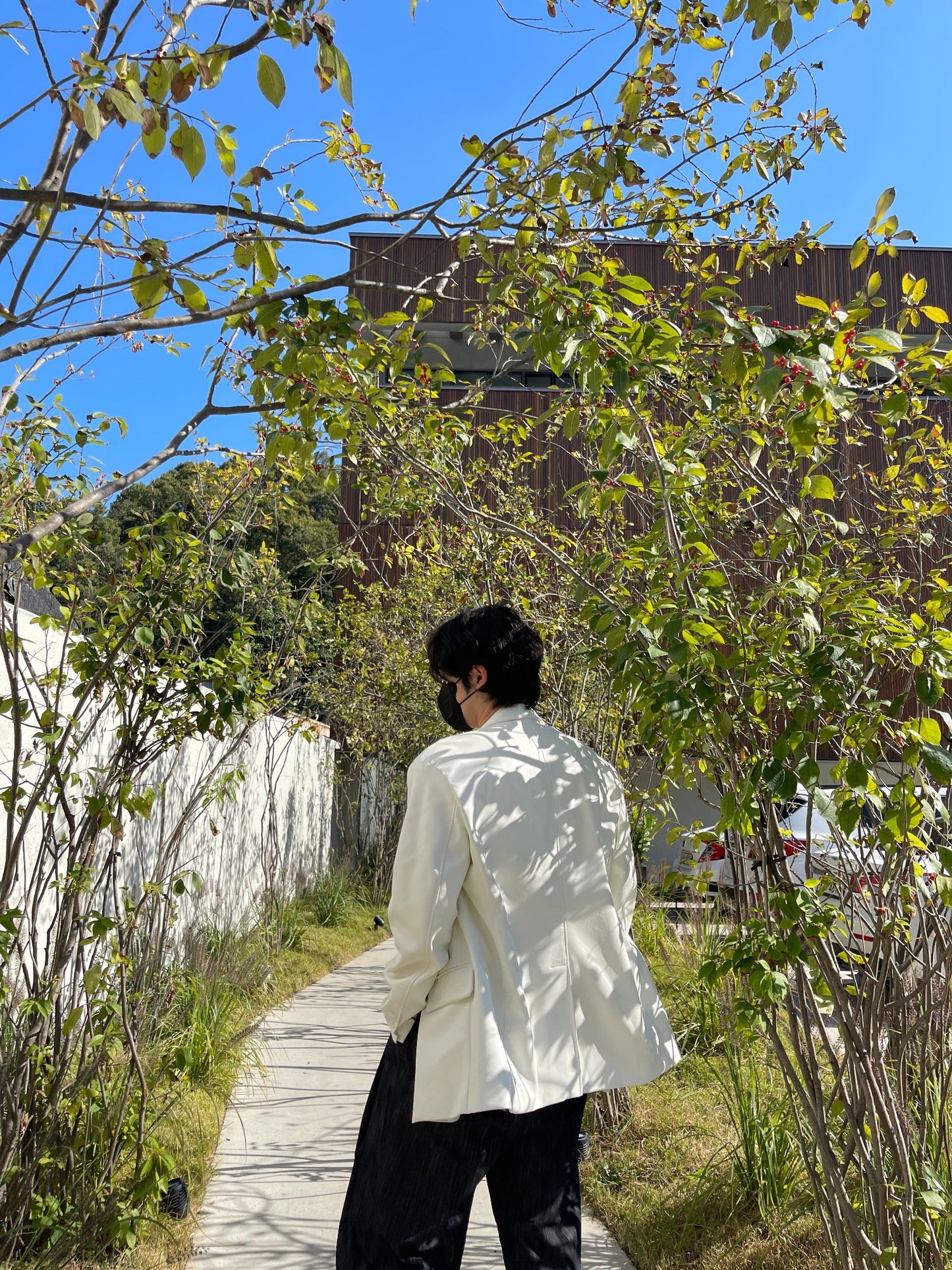Bulky Leather Blazer White ivory