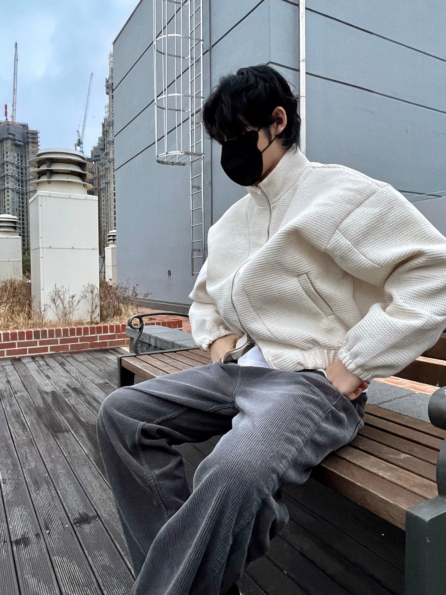 Embo Washing Wide Corduroy Pants Charcoal
