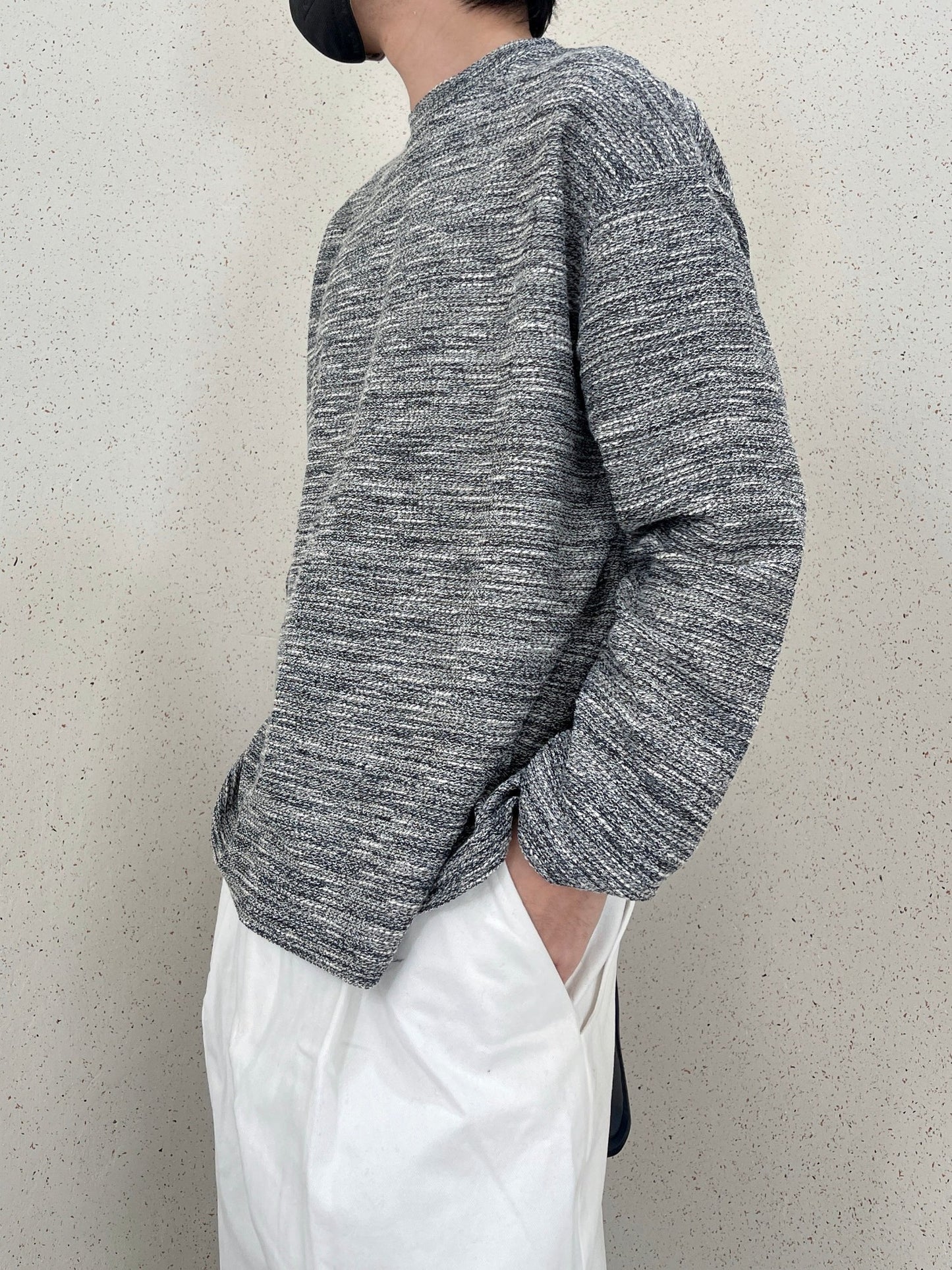 Rough Tweed Knit Grey 트위드 오버핏 긴팔티 루즈핏 남자 봄 니트 그레이