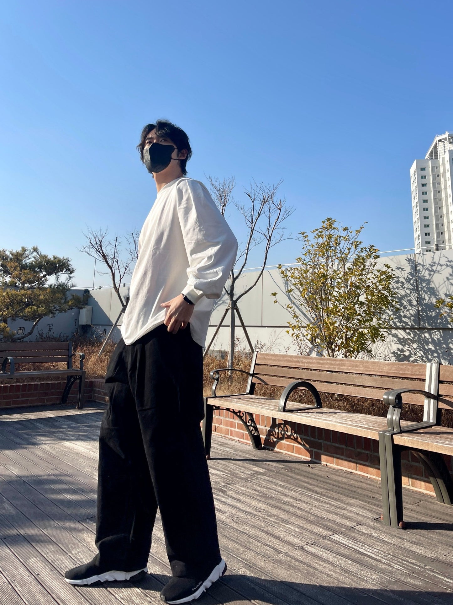 벌룬핏 티셔츠 오버핏 유니크 사계절 쭉티 화이트 Balloon Overfit Long Sleeve White