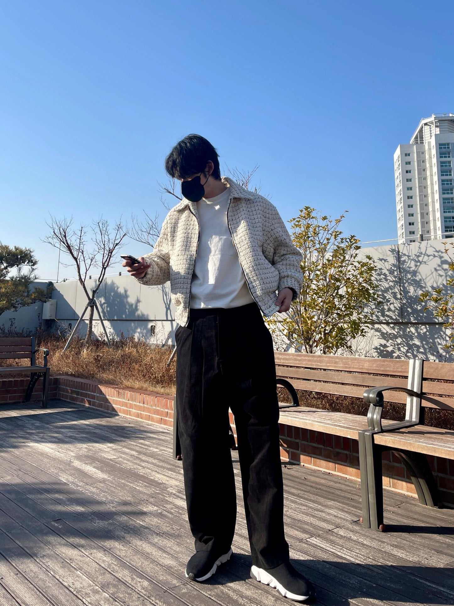 백 버클 퍼티그 와이드 팬츠 유니크 와이드바지 블랙 Back Buckle Fatigue Wide Pants Black