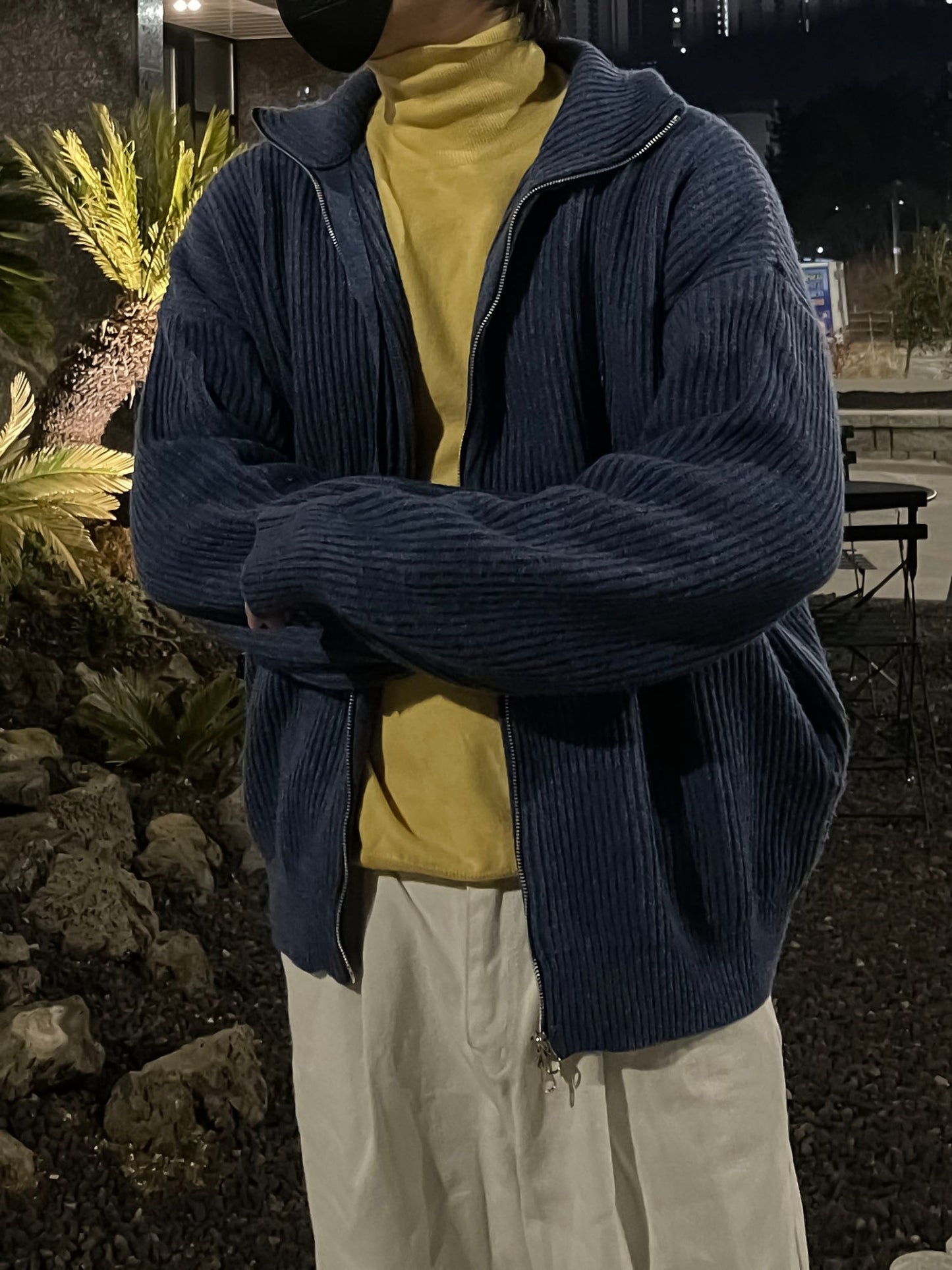 Cashmere Slit Turtleneck Sweater Yellow