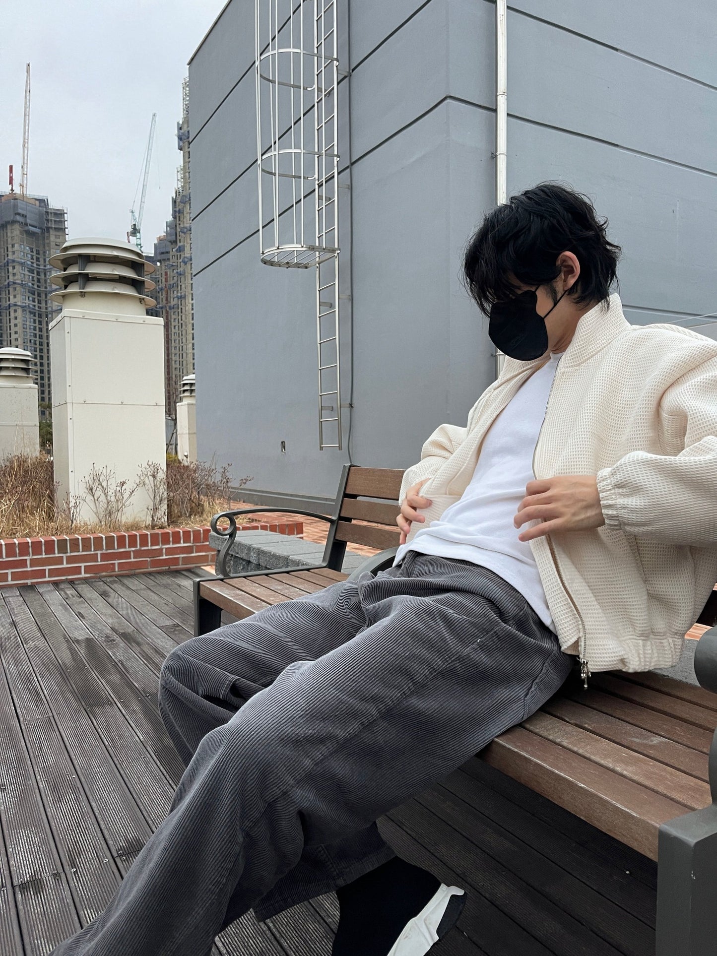 Embo Washing Wide Corduroy Pants Charcoal