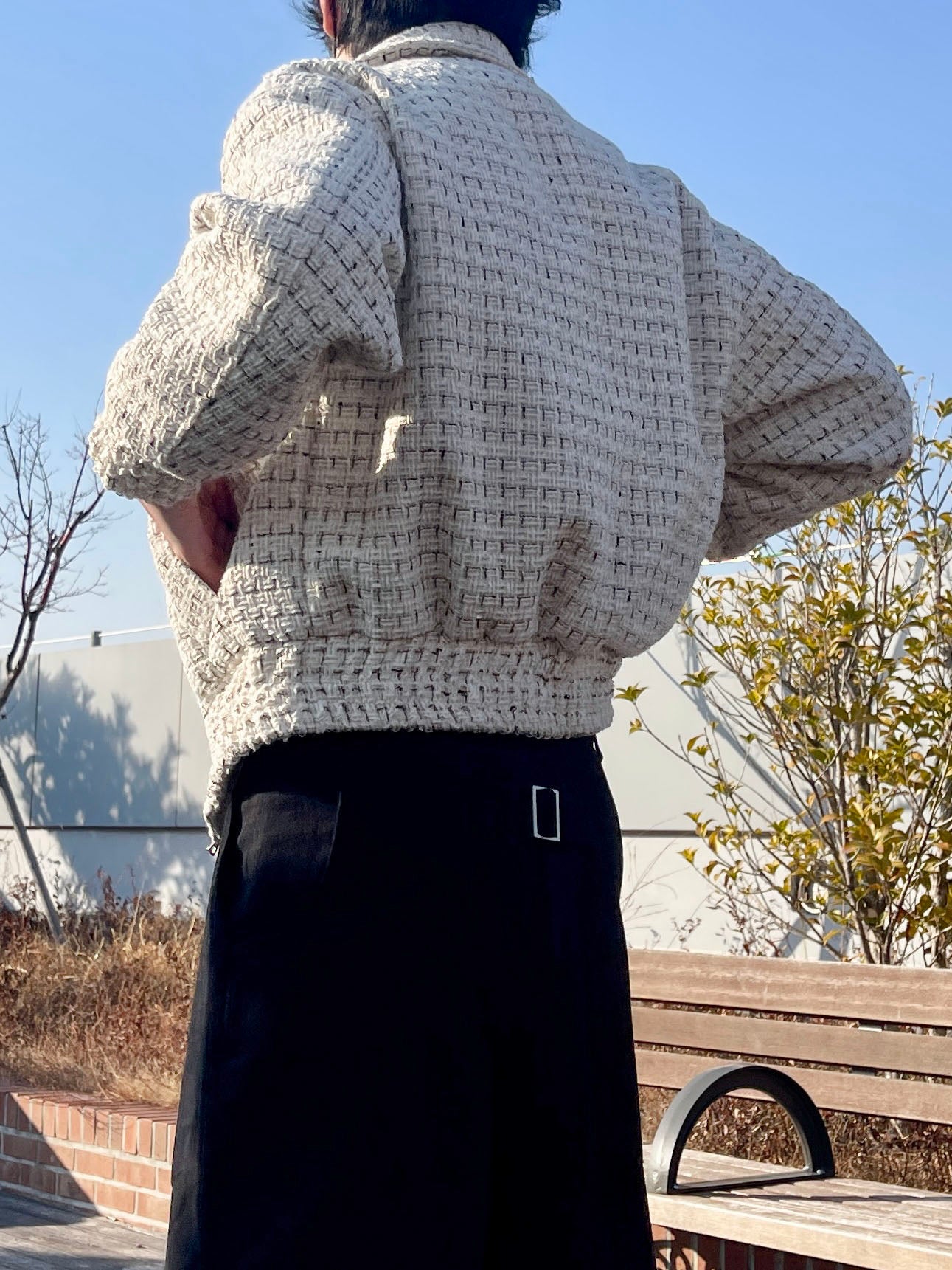 트위드 크롭 오버핏 점퍼 블루종 울 트위드자켓 카라자켓 아이보리 Tweed Cropped Wool Jumper Ivory