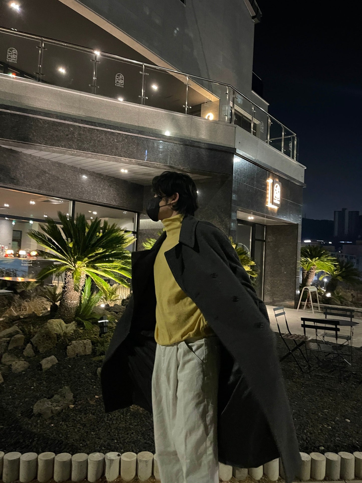 Back Slit Overfit Double Coat Charcoal