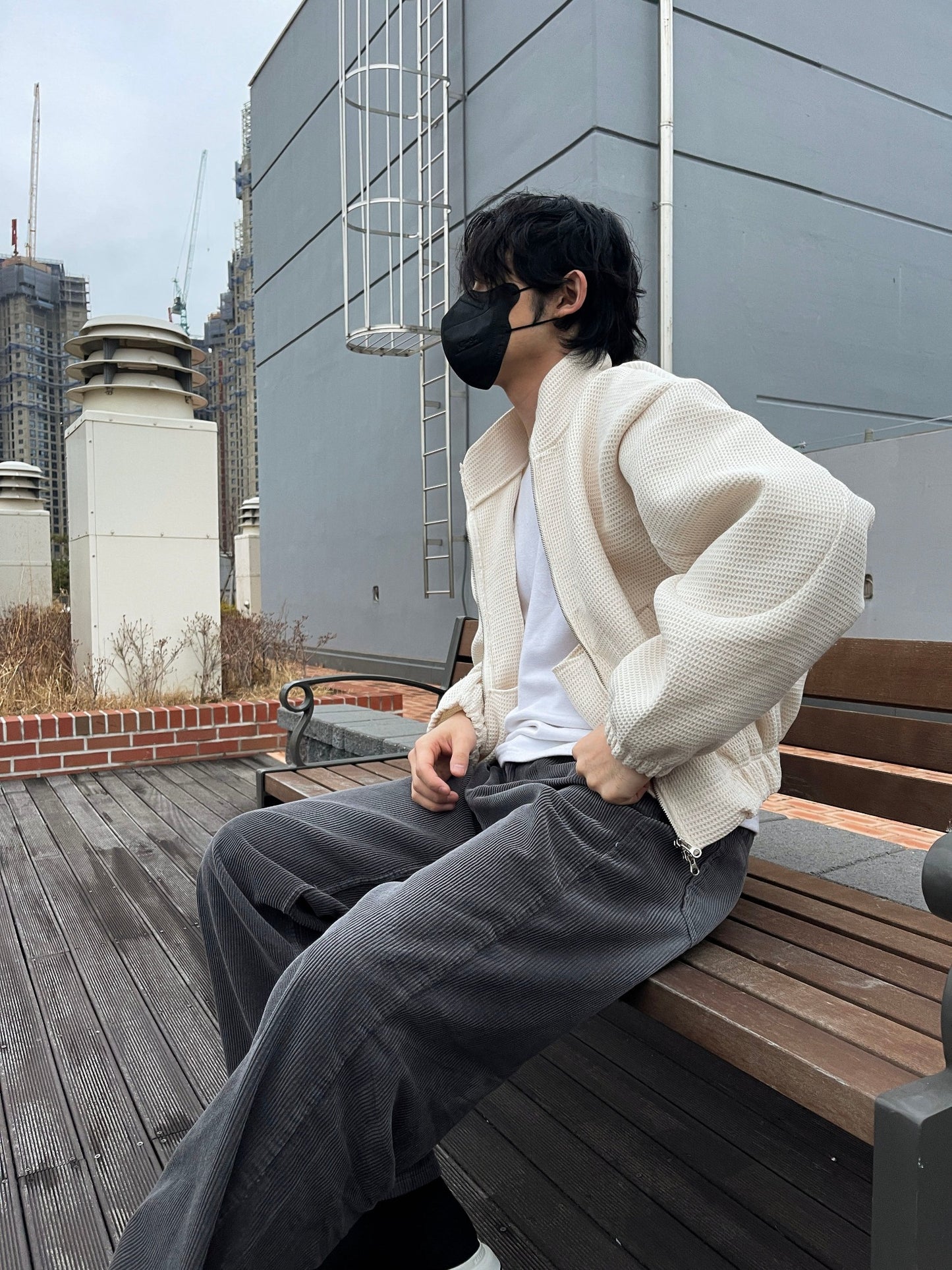 Embo Washing Wide Corduroy Pants Charcoal