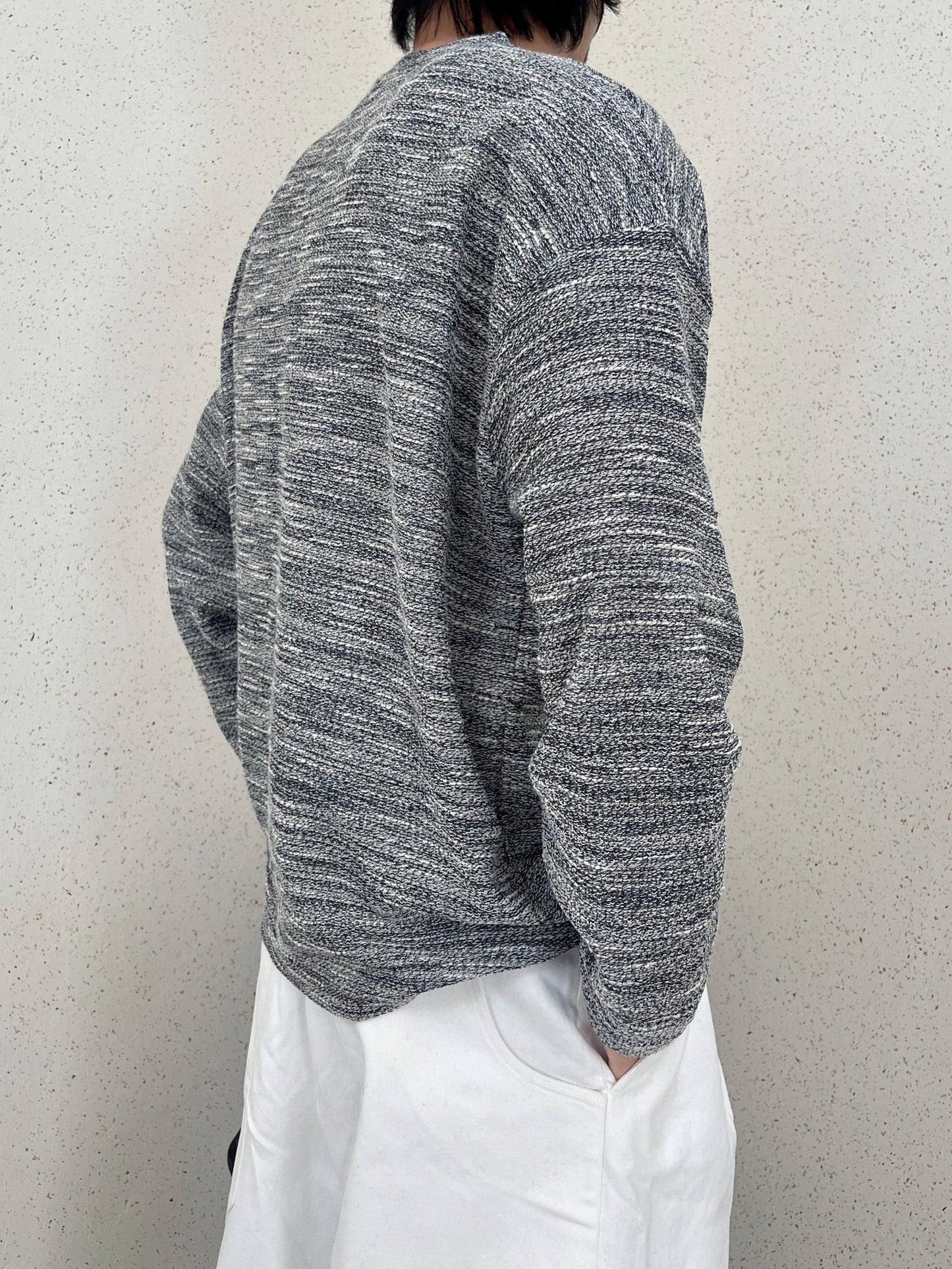 Rough Tweed Knit Grey 트위드 오버핏 긴팔티 루즈핏 남자 봄 니트 그레이