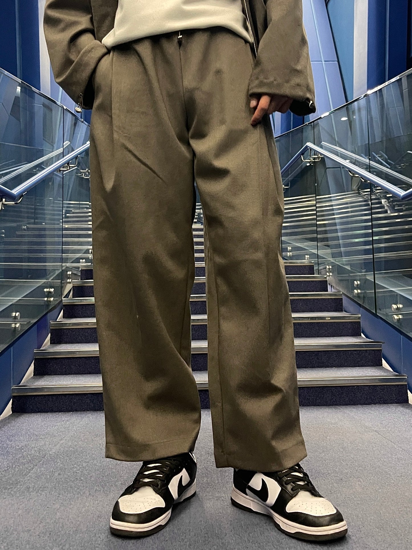 Woven Fleece Onetuck Wide Pants Khaki brown