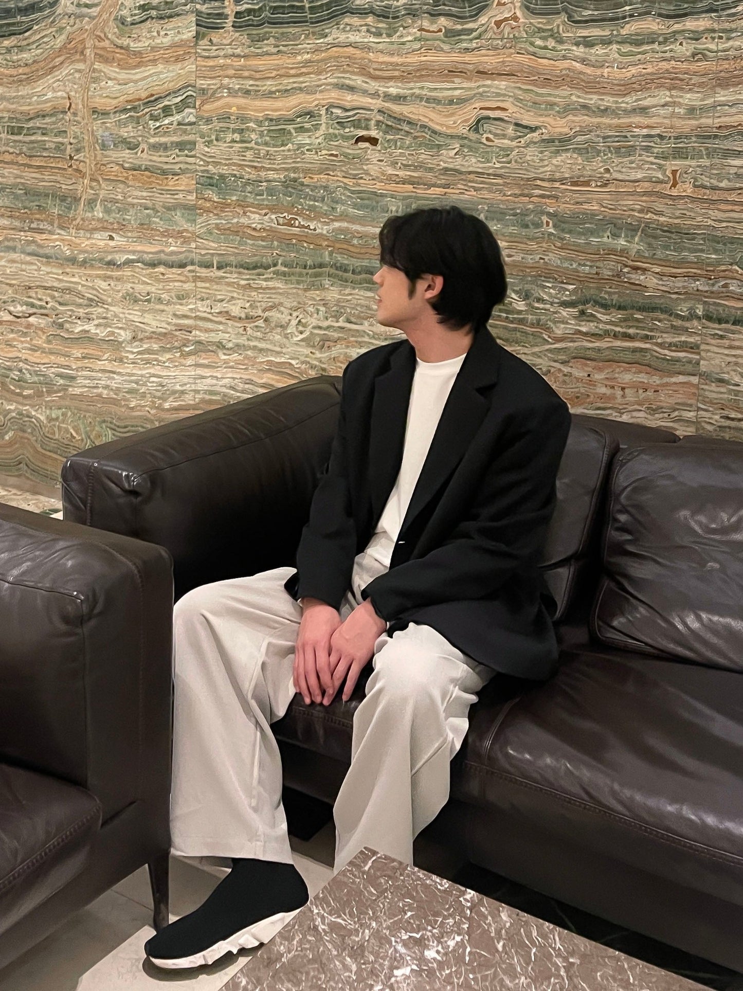 남자 싱글블레이저 오버핏 봄 미니멀룩 블랙 Daddy Single Blazer black