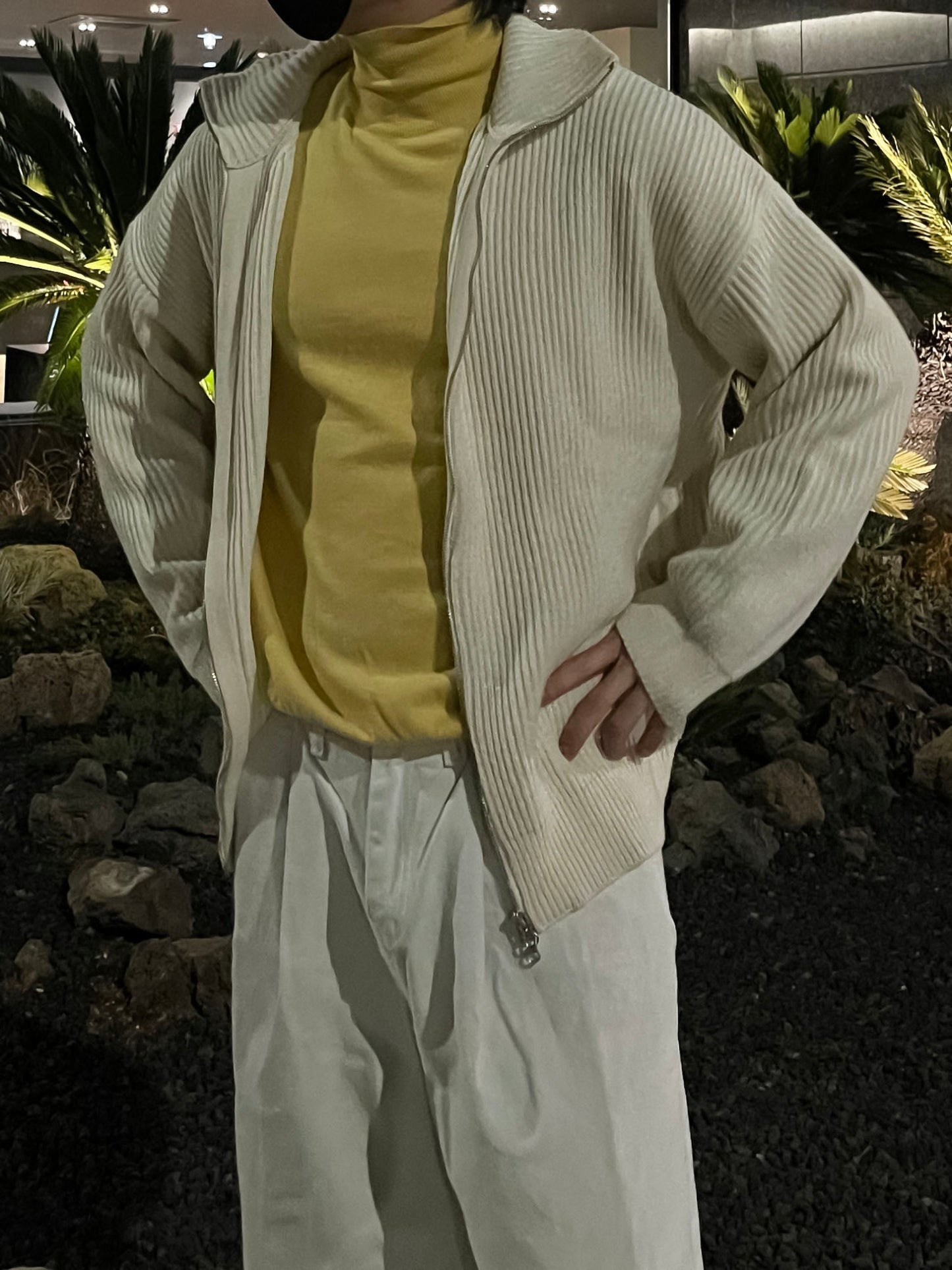 Cashmere Slit Turtleneck Sweater Yellow