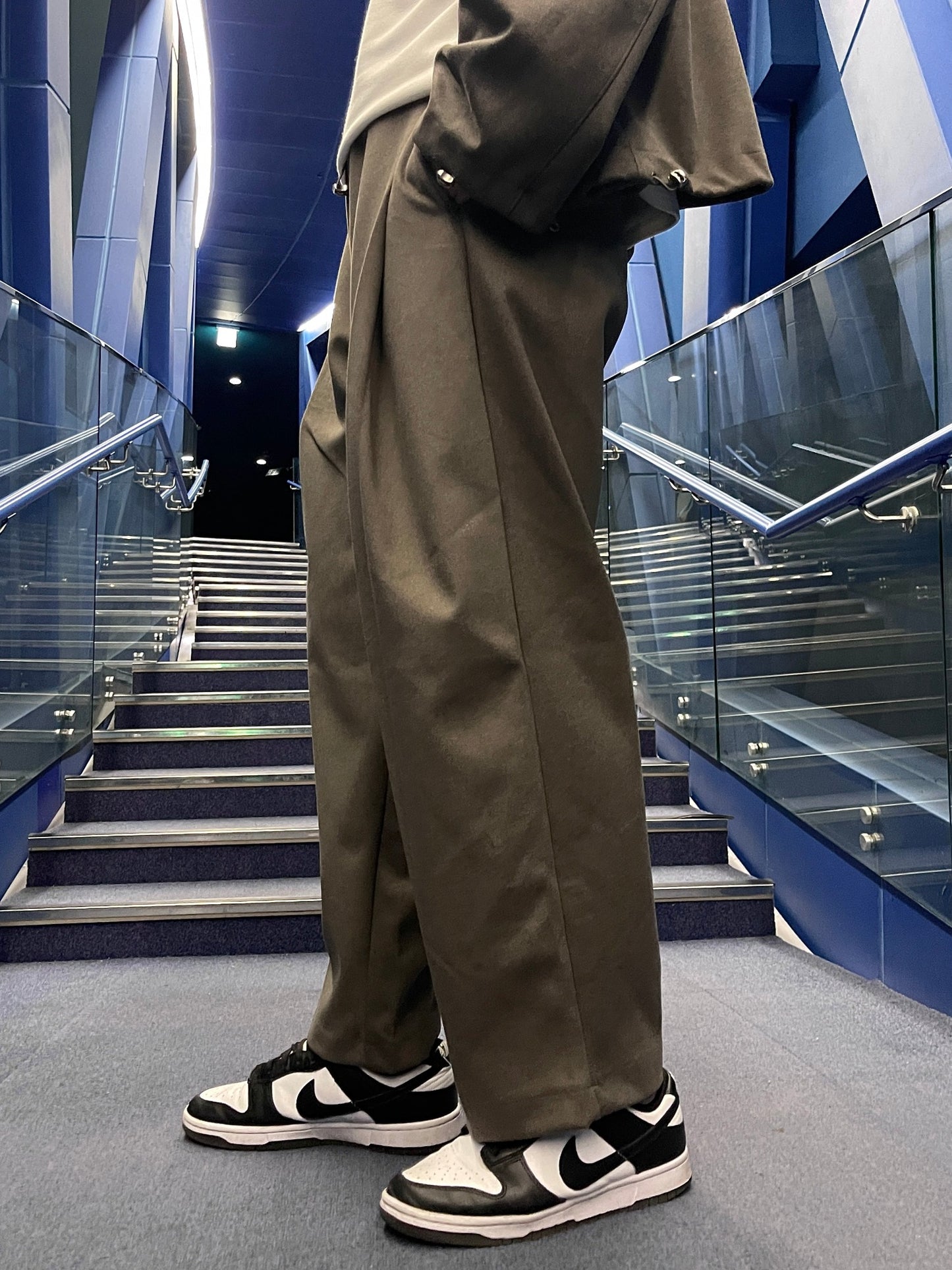 Woven Fleece Onetuck Wide Pants Khaki brown