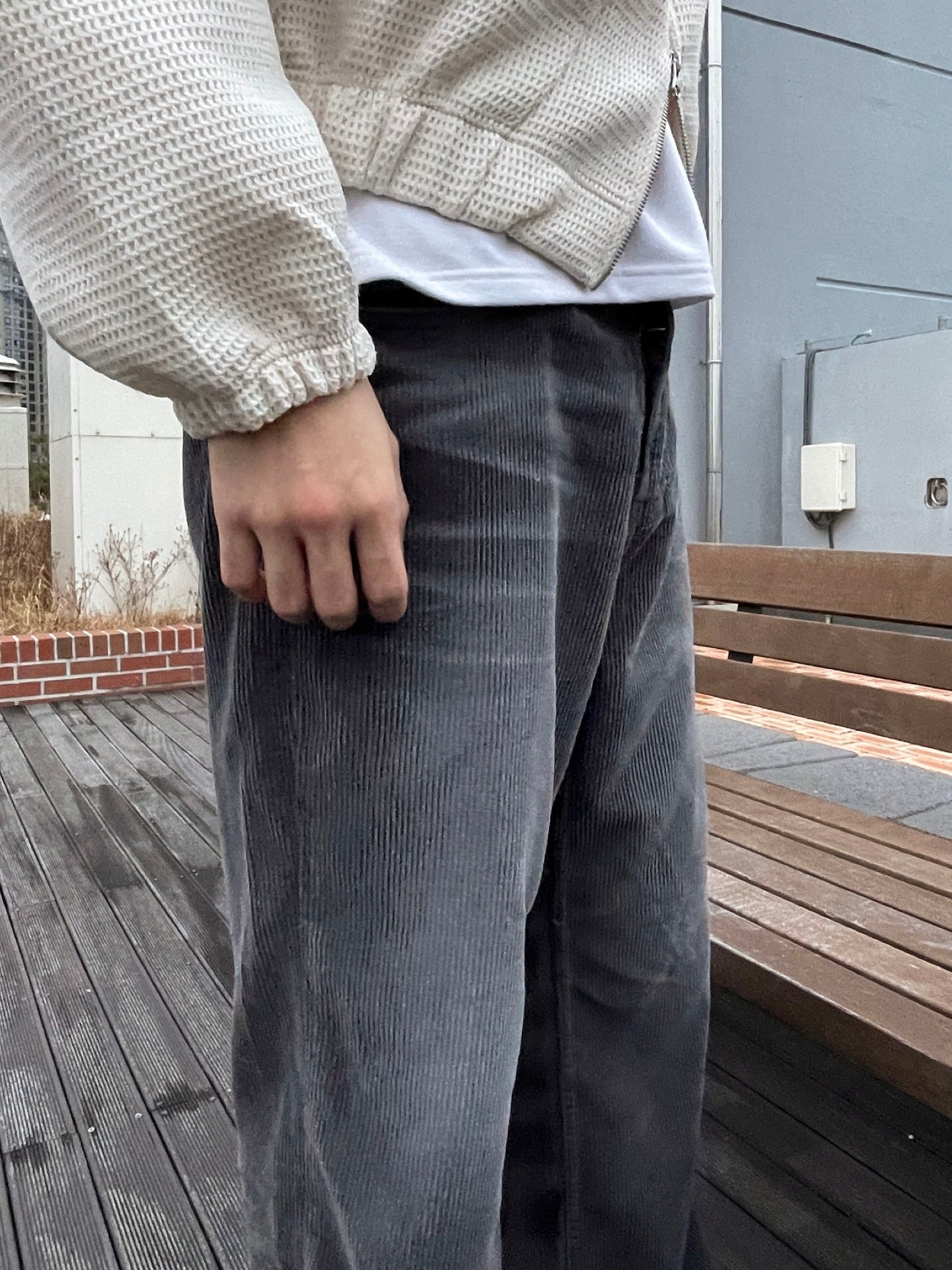 Embo Washing Wide Corduroy Pants Charcoal