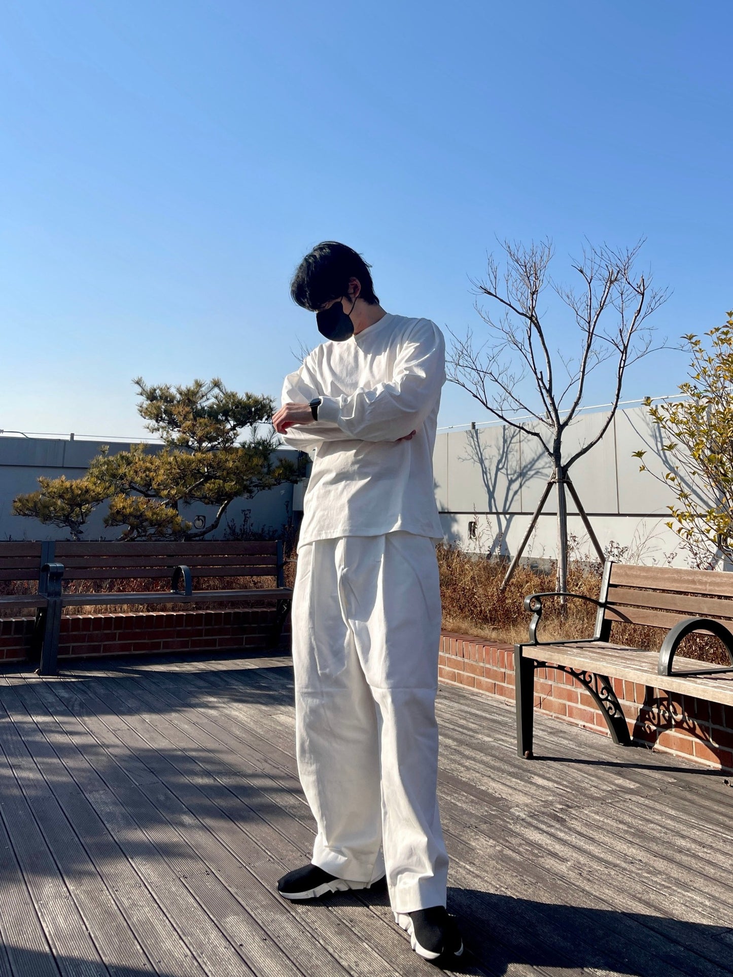 벌룬핏 티셔츠 오버핏 유니크 사계절 쭉티 화이트 Balloon Overfit Long Sleeve White