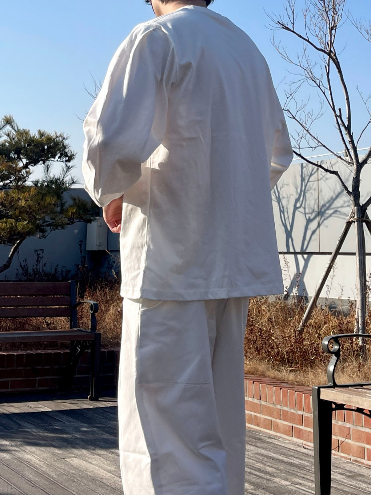 벌룬핏 티셔츠 오버핏 유니크 사계절 쭉티 화이트 Balloon Overfit Long Sleeve White