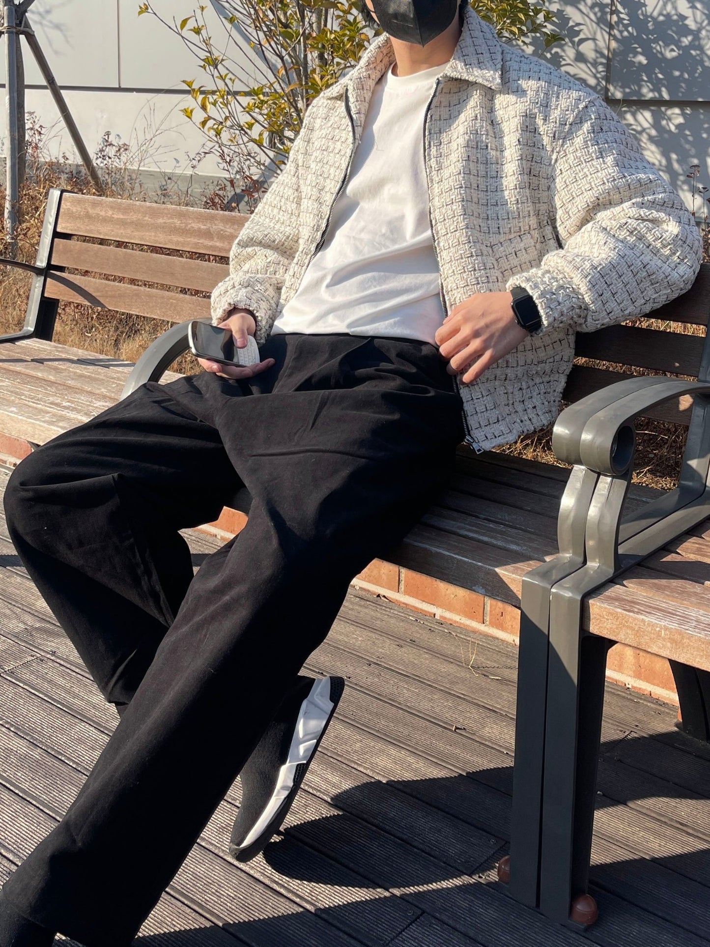 트위드 크롭 오버핏 점퍼 블루종 울 트위드자켓 카라자켓 아이보리 Tweed Cropped Wool Jumper Ivory