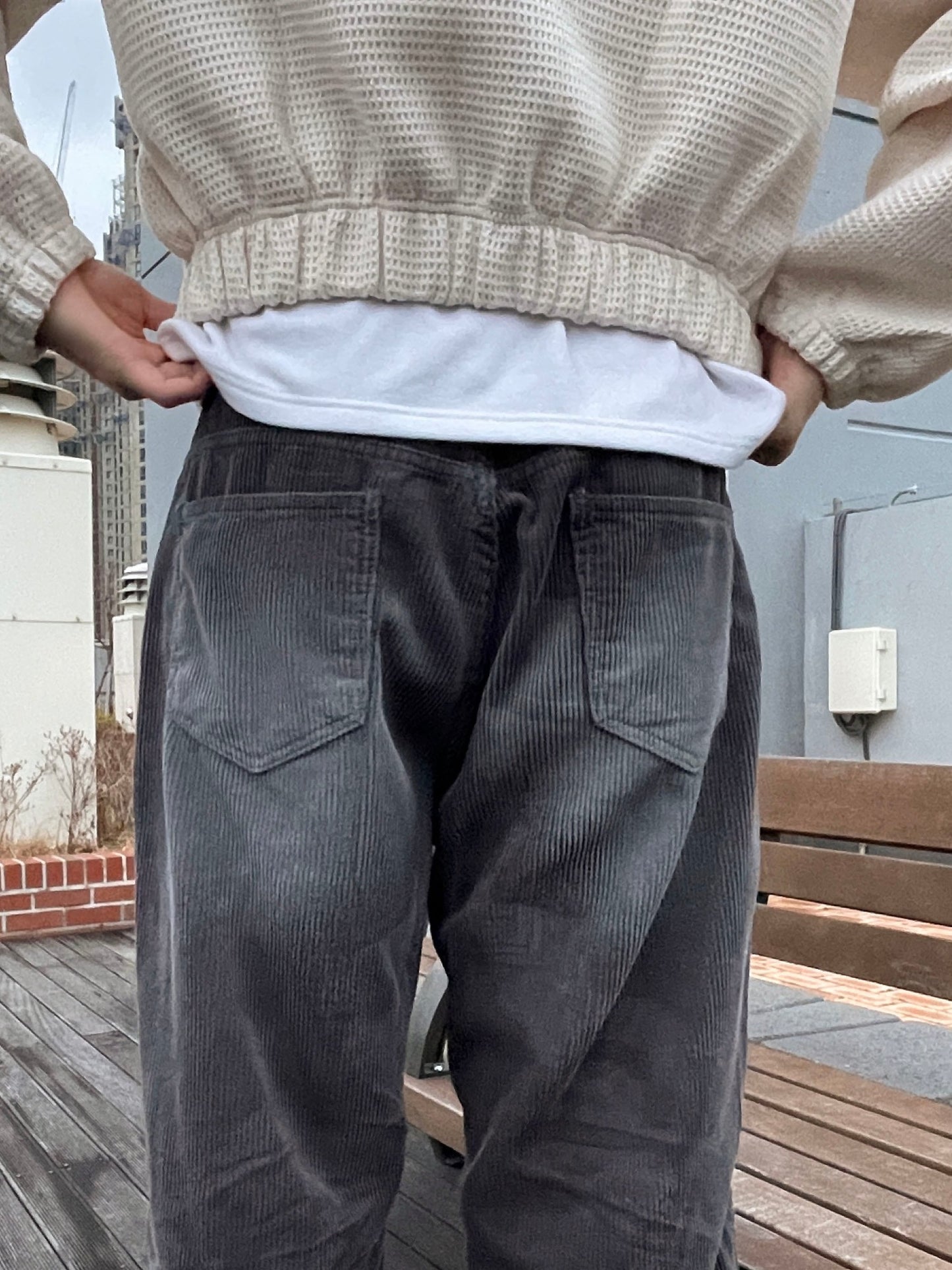 Embo Washing Wide Corduroy Pants Charcoal