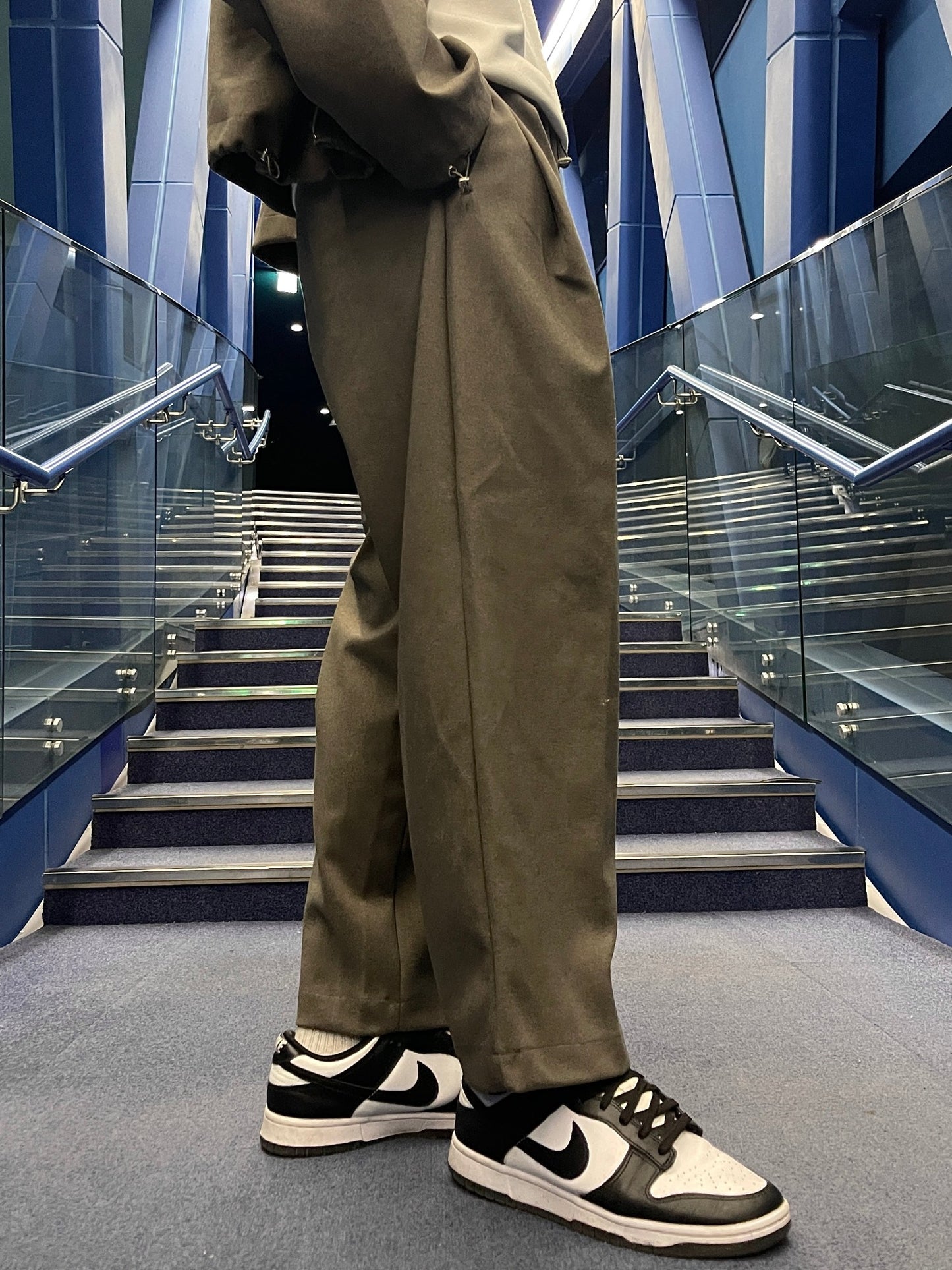 Woven Fleece Onetuck Wide Pants Khaki brown