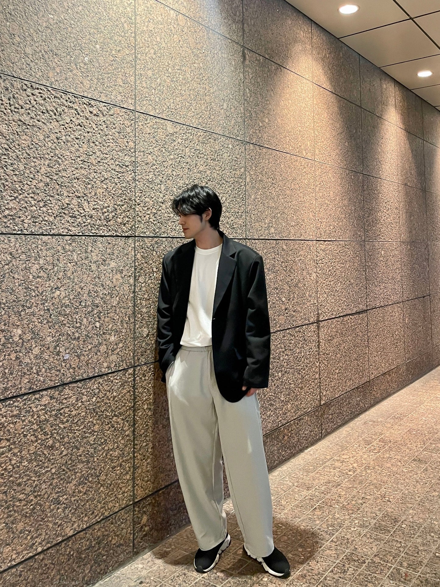 남자 싱글블레이저 오버핏 봄 미니멀룩 블랙 Daddy Single Blazer black