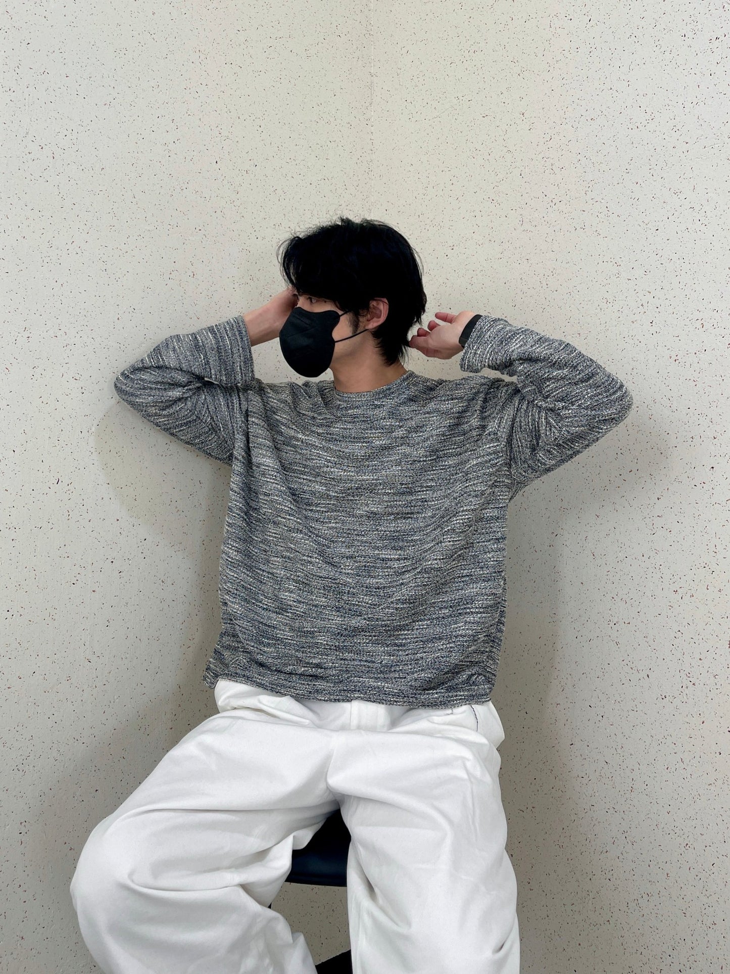 Rough Tweed Knit Grey 트위드 오버핏 긴팔티 루즈핏 남자 봄 니트 그레이