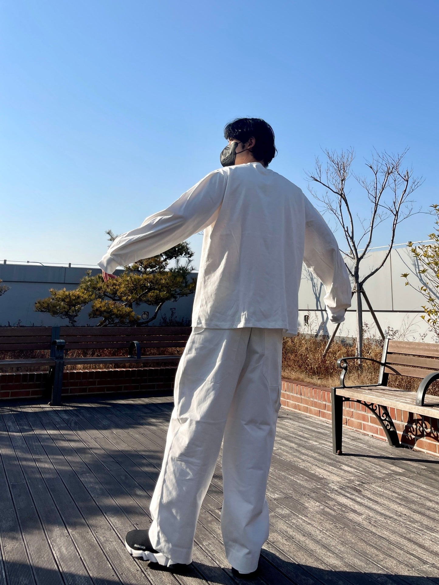 벌룬핏 티셔츠 오버핏 유니크 사계절 쭉티 화이트 Balloon Overfit Long Sleeve White