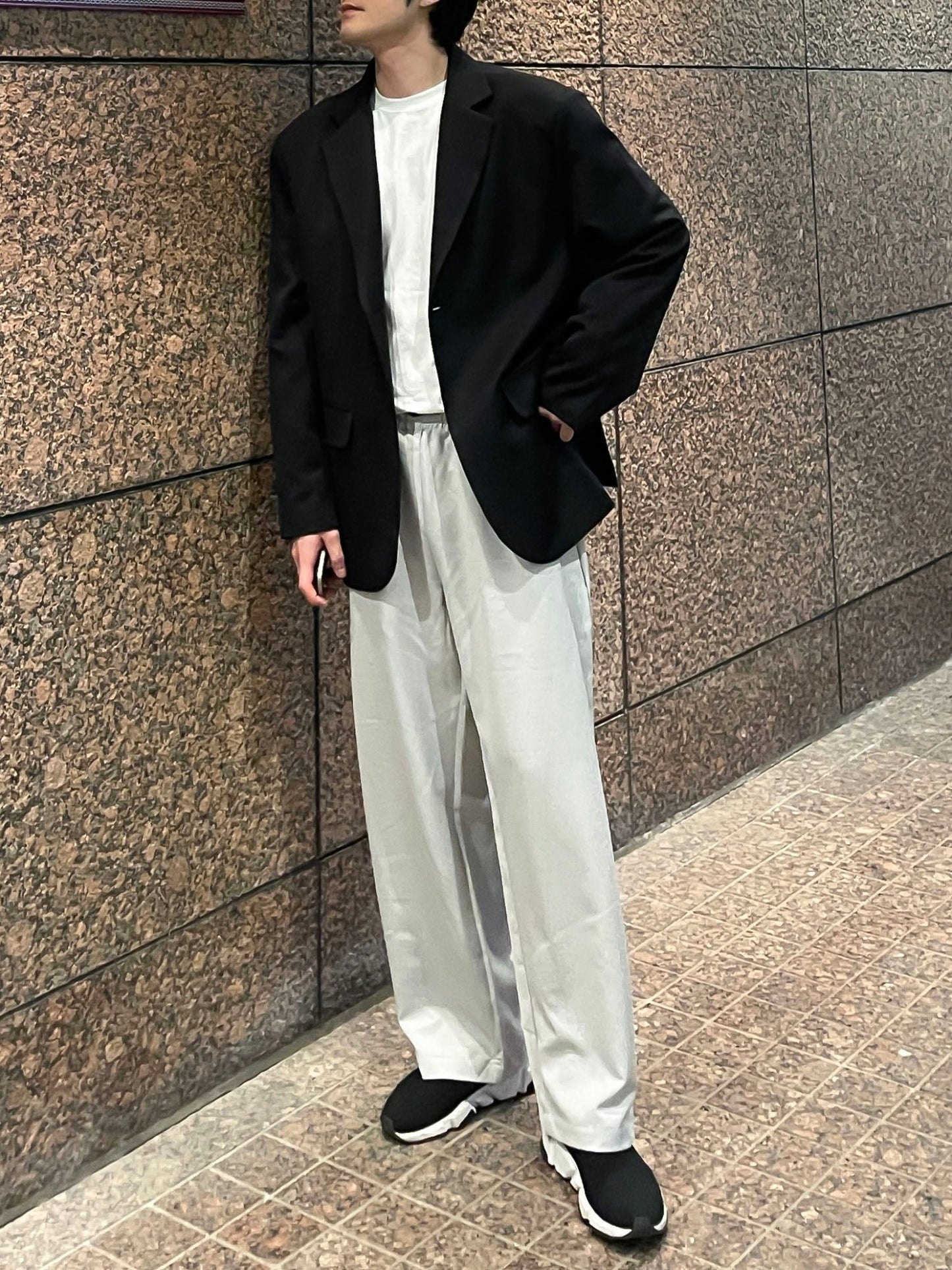 남자 싱글블레이저 오버핏 봄 미니멀룩 블랙 Daddy Single Blazer black