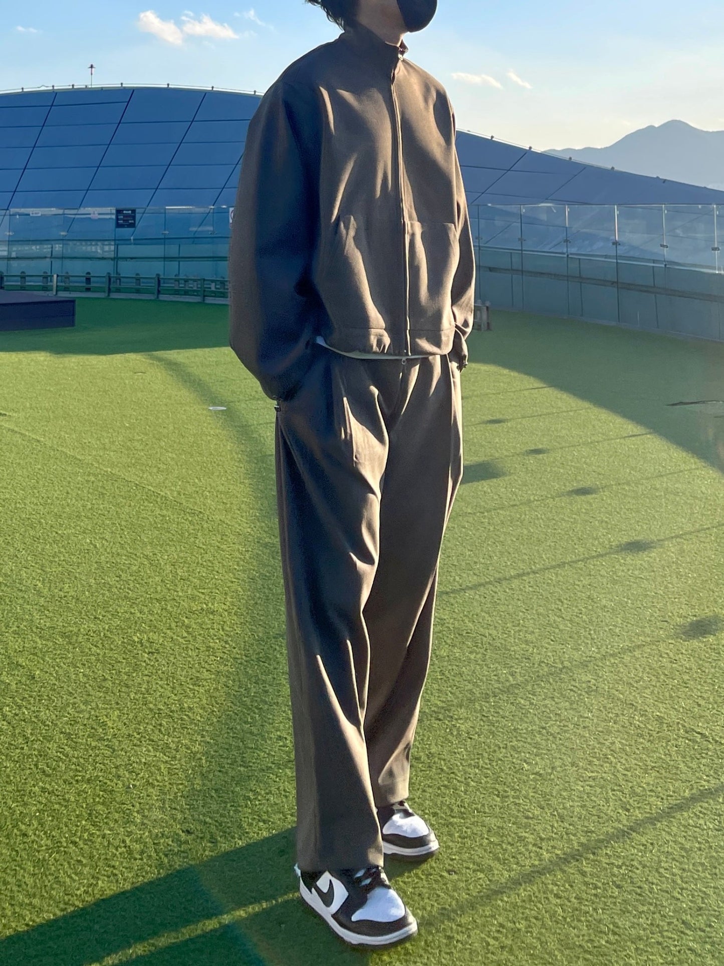 Woven Fleece Onetuck Wide Pants Khaki brown