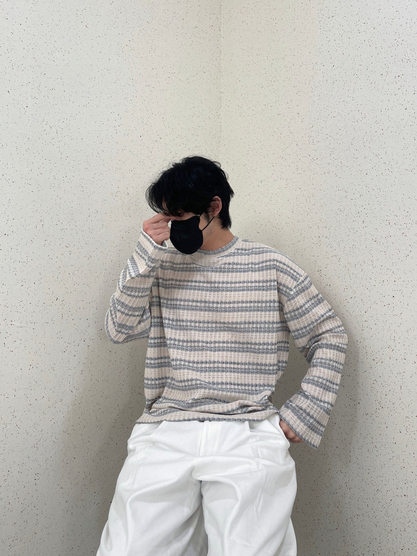 Unique Stripe Knit Grey 스트라이프 니트티 봄 남자니트 루즈핏 오버핏 단가라니트 그레이