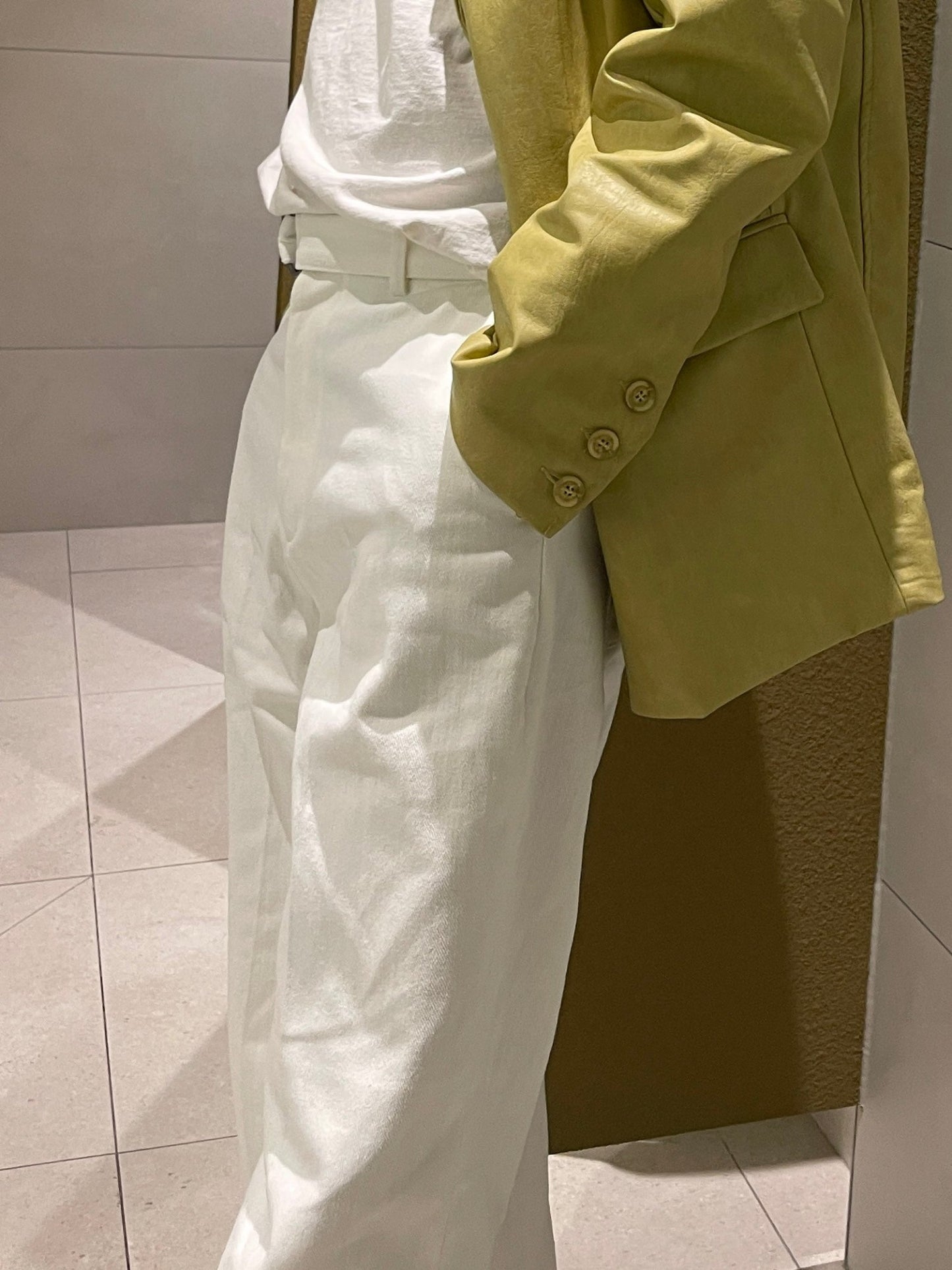 Belted Regular Pants White ivory