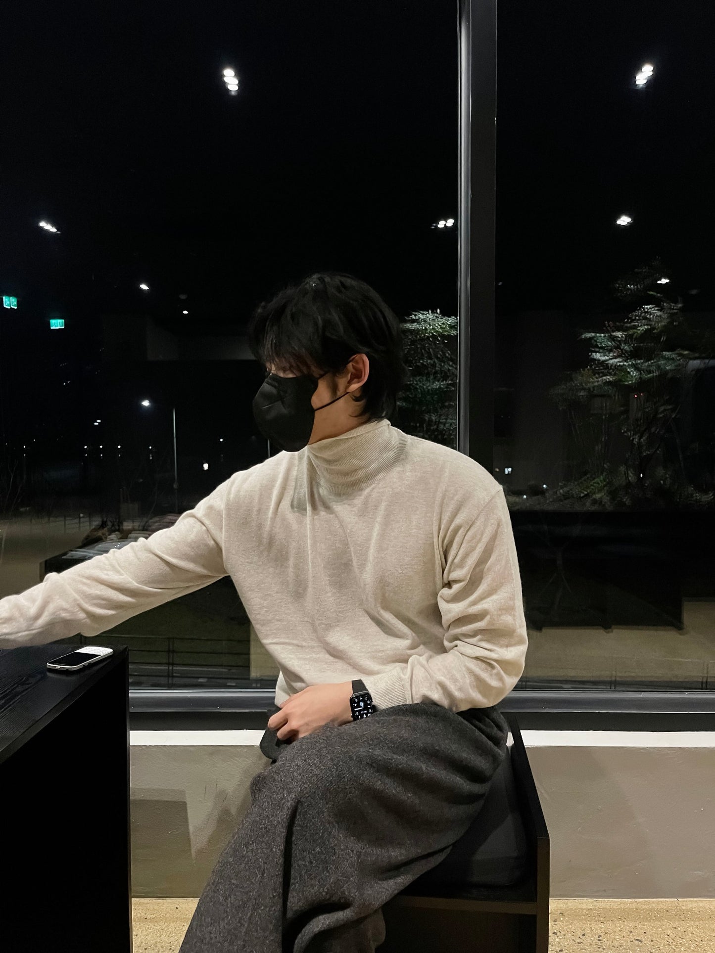 Cashmere Slit Turtleneck Sweater Oatmeal
