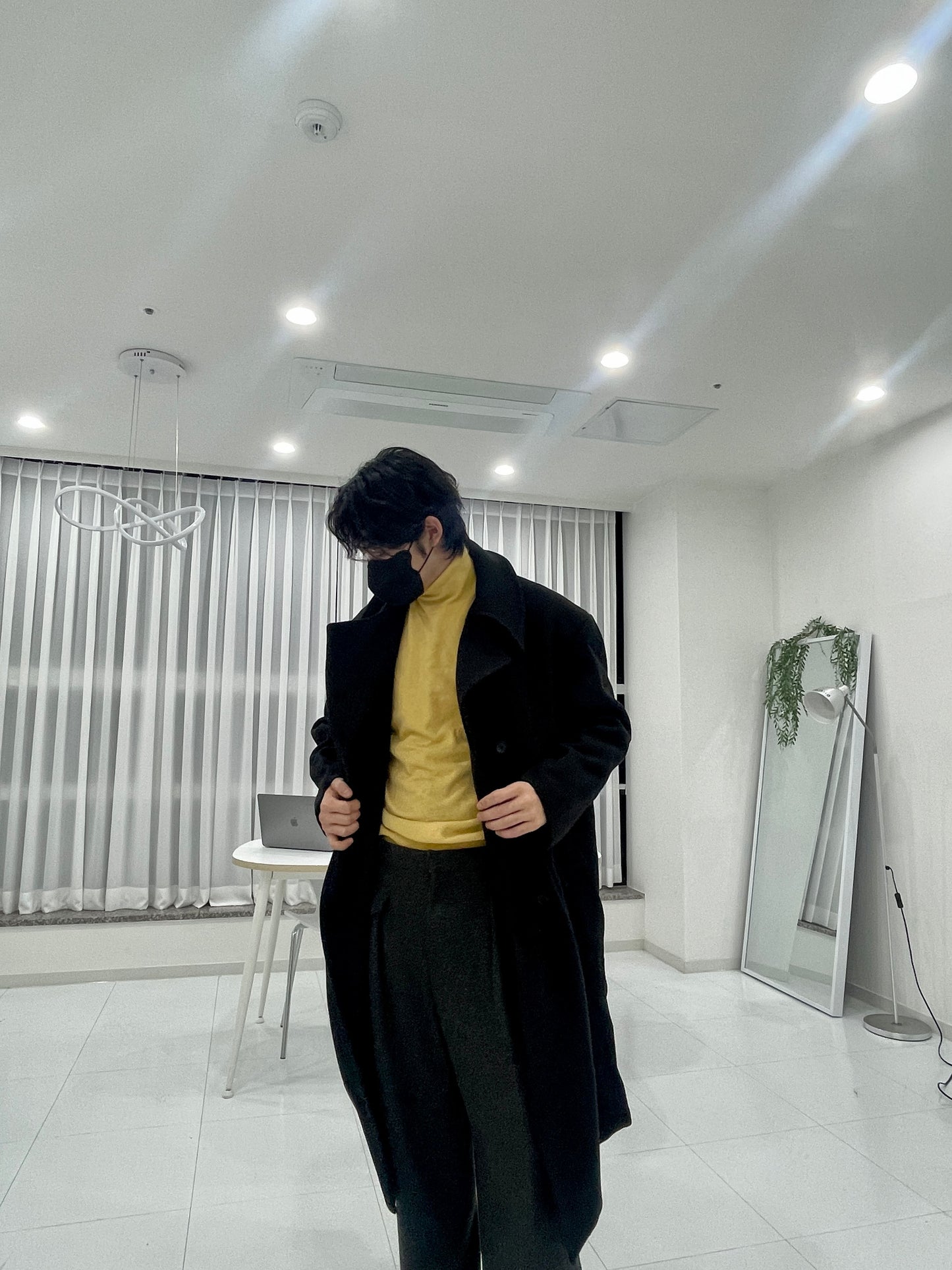 Back Slit Overfit Double Coat Black