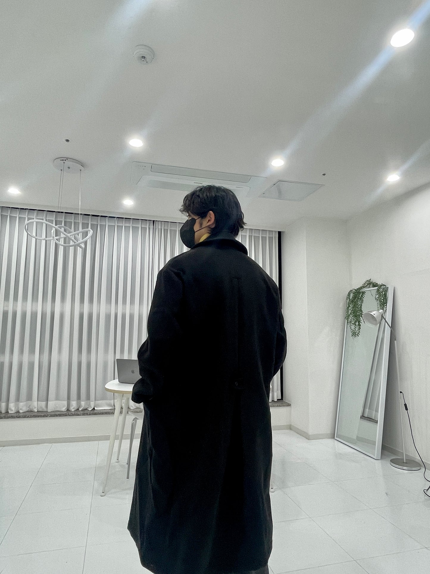 Back Slit Overfit Double Coat Black
