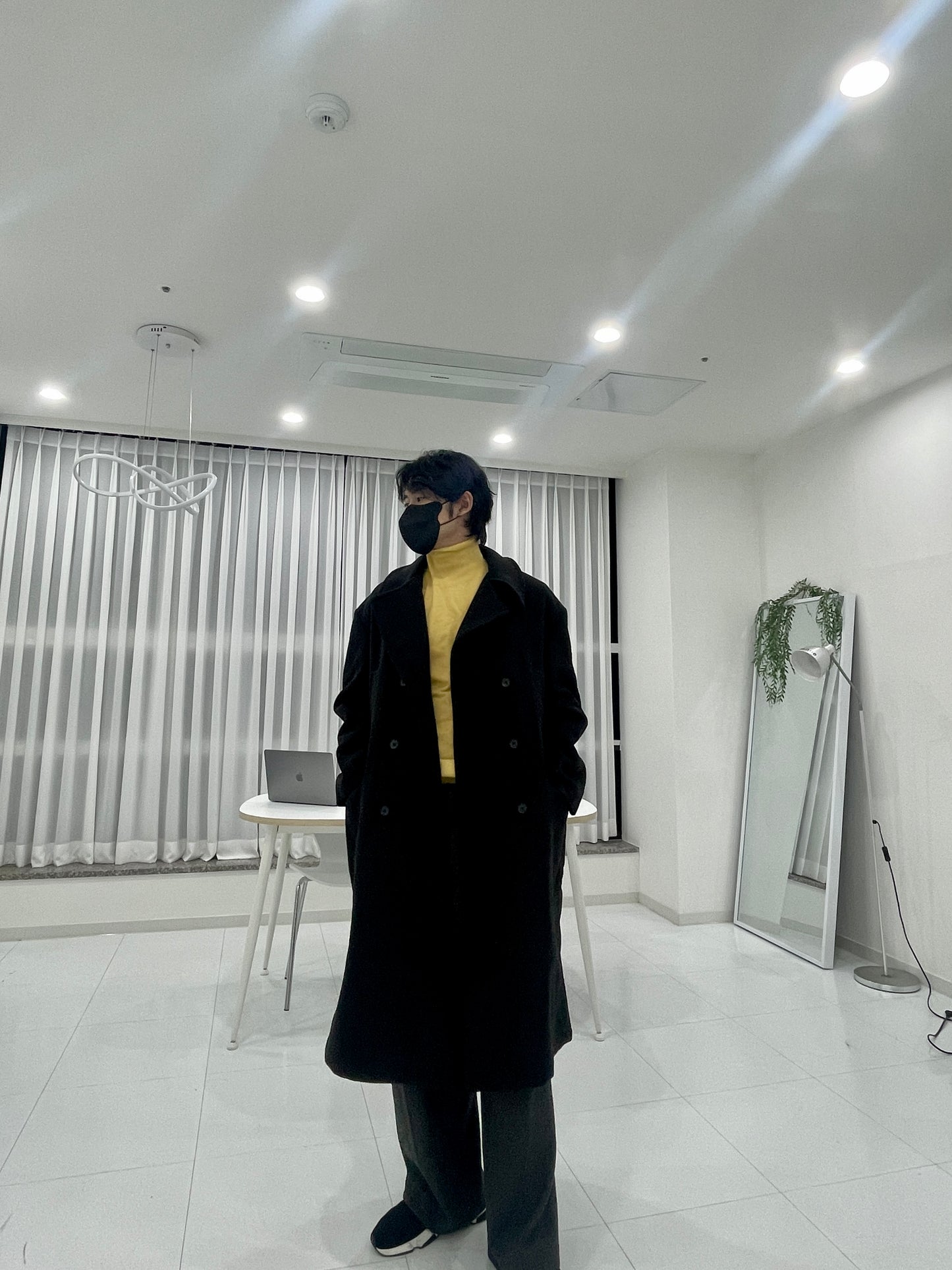 Back Slit Overfit Double Coat Black