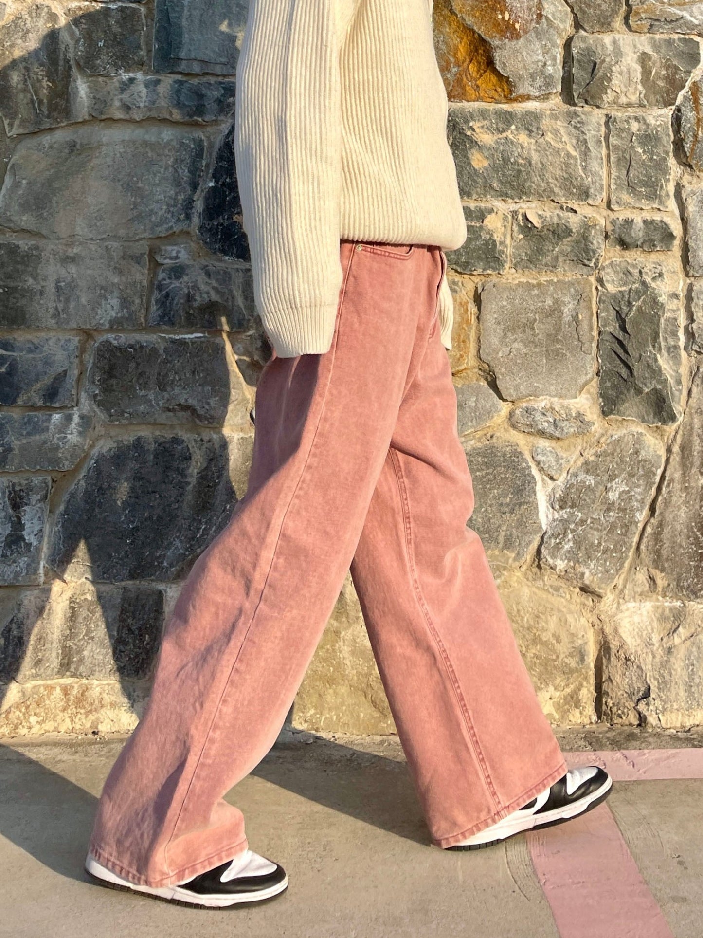 피그먼트 남자와이드바지 롱 와이드팬츠 오버핏 면바지 인디핑크 Pigment Cotton Wide Pants Indie Pink