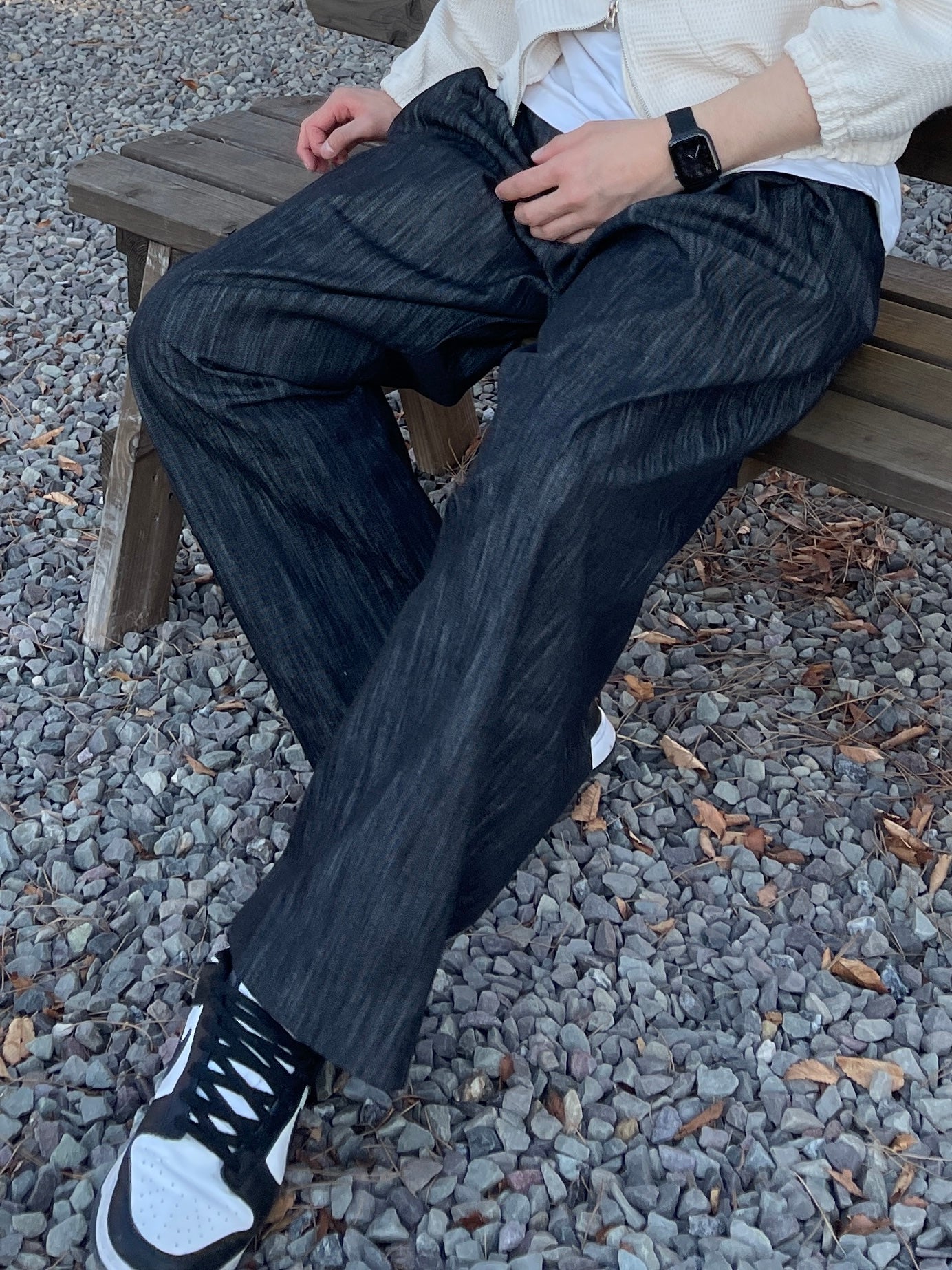 Nonfaded Denim Wide Pants Black