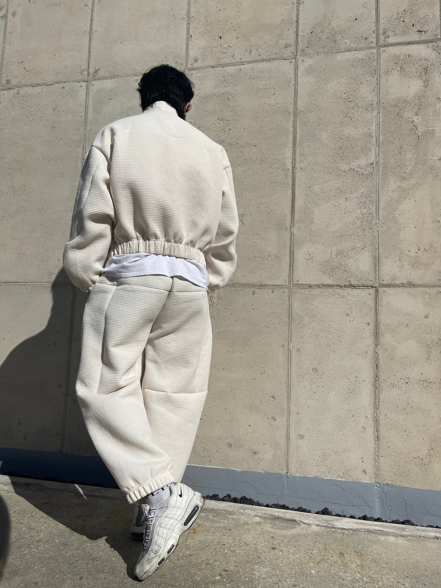 Balloon Woolen Jacket Pants Setup White ivory