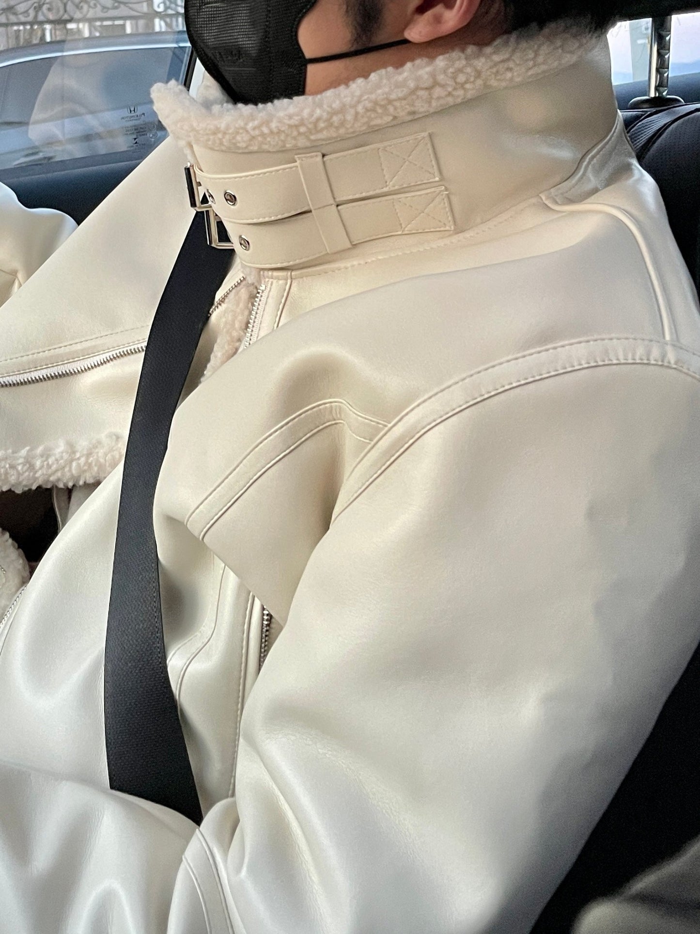 Casual Shearling Jacket Mustang Ivory