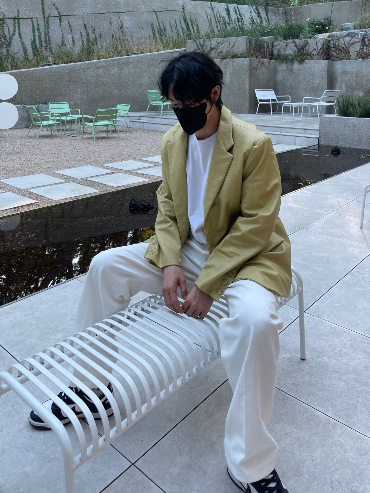 Belted Regular Pants White ivory