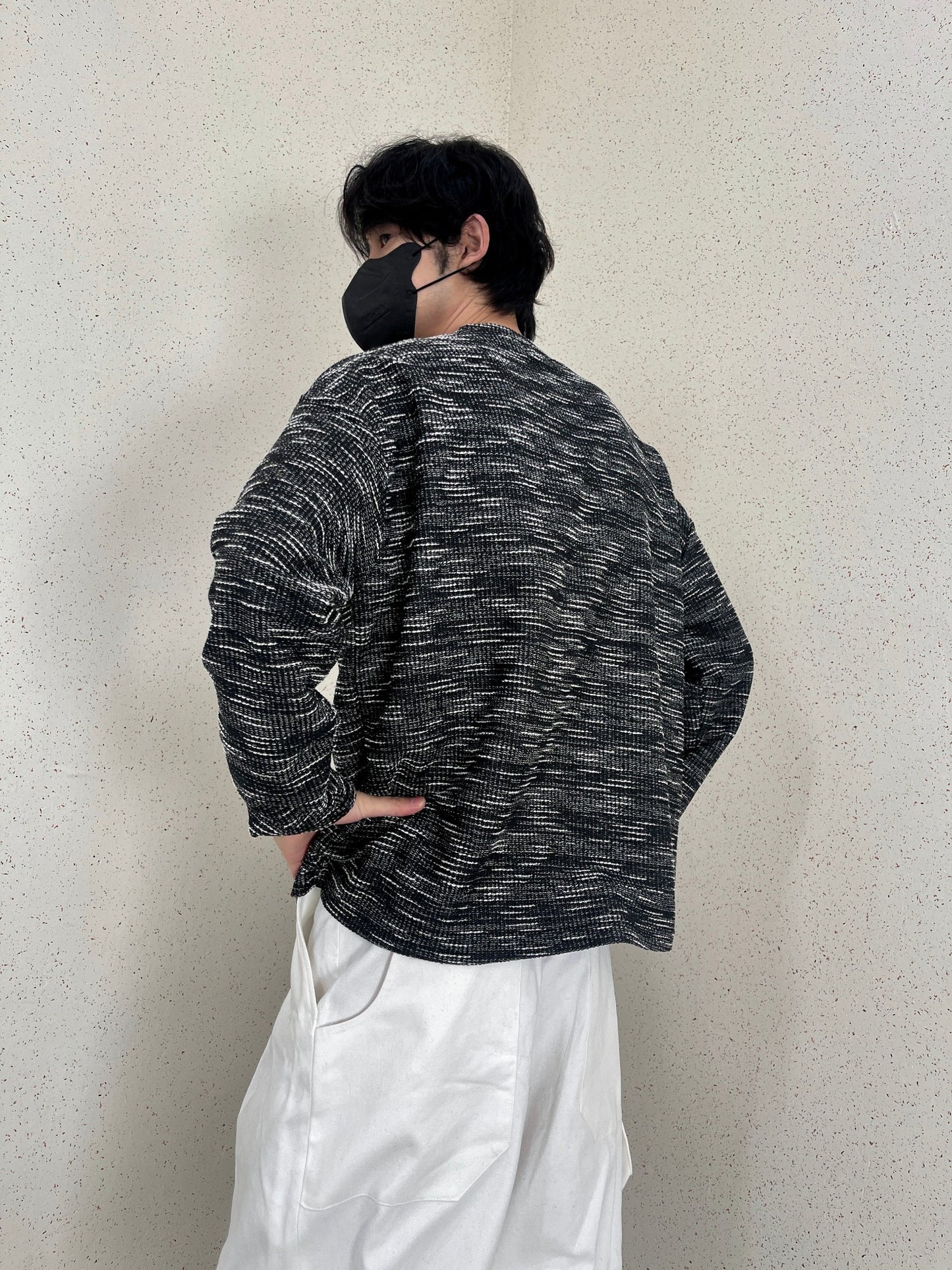 Rough Tweed Knit Black 트위드 오버핏 긴팔티 루즈핏 남자 봄 니트 블랙