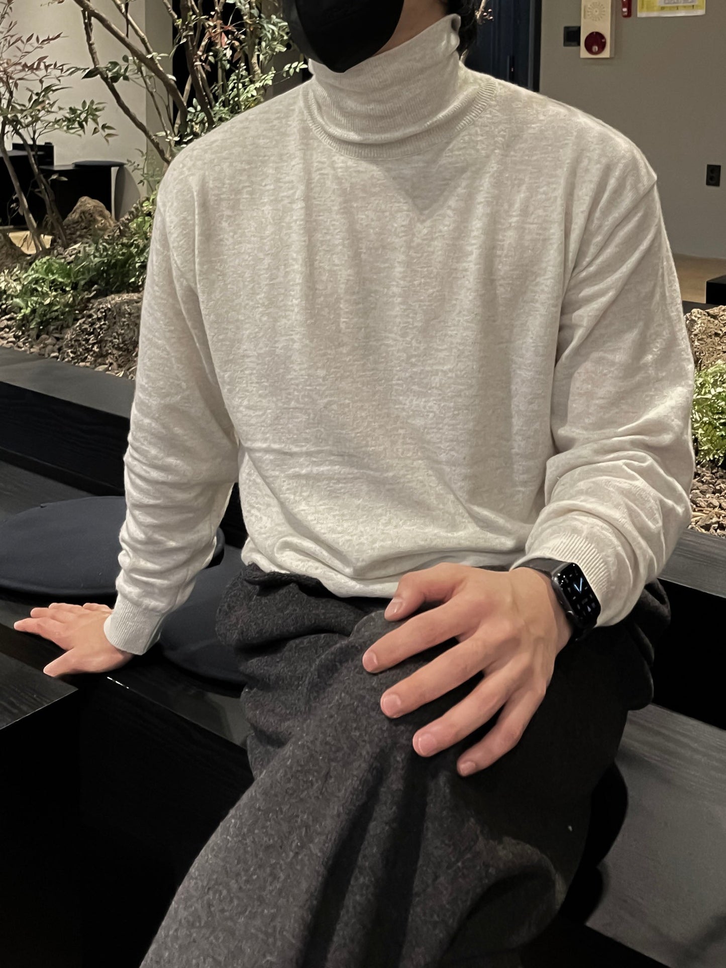 Cashmere Slit Turtleneck Sweater Oatmeal