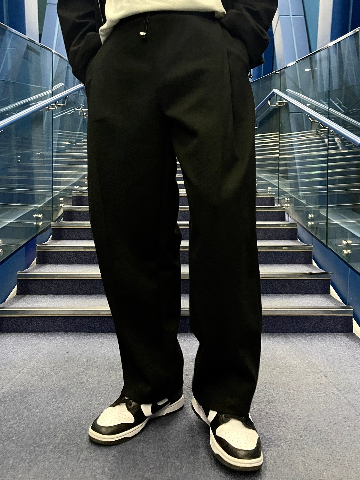 Woven Fleece Onetuck Wide Pants Black