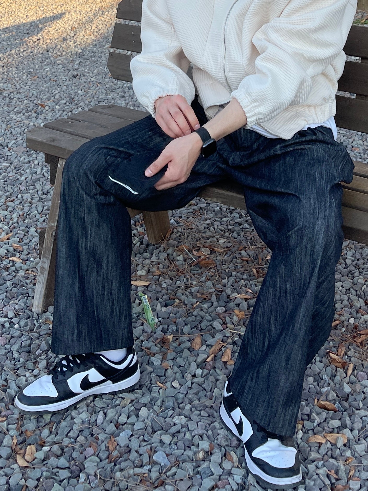 Nonfaded Denim Wide Pants Black